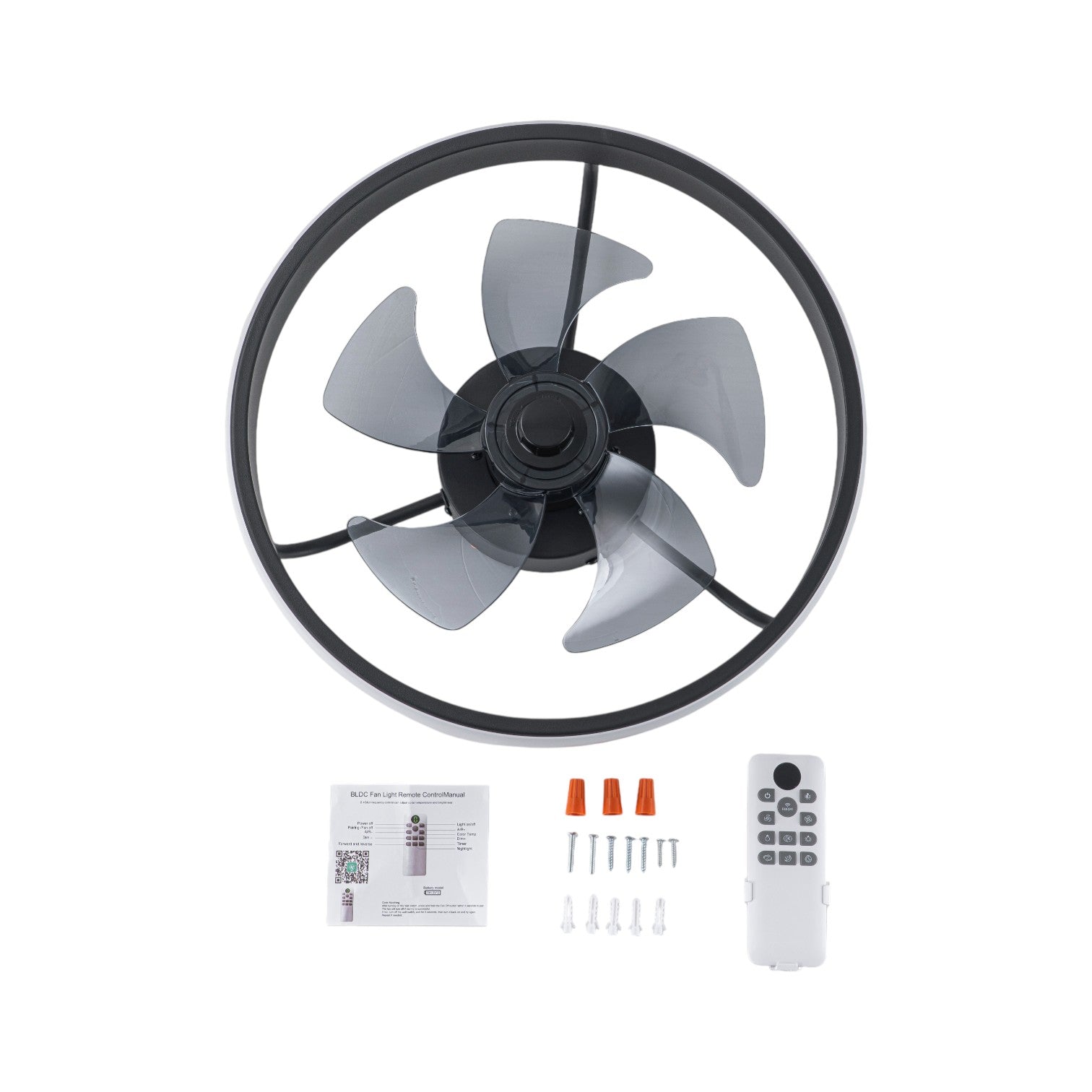 Glowlings 1-Light Modern Black Round LED Ceiling Fan with Light Remote Control