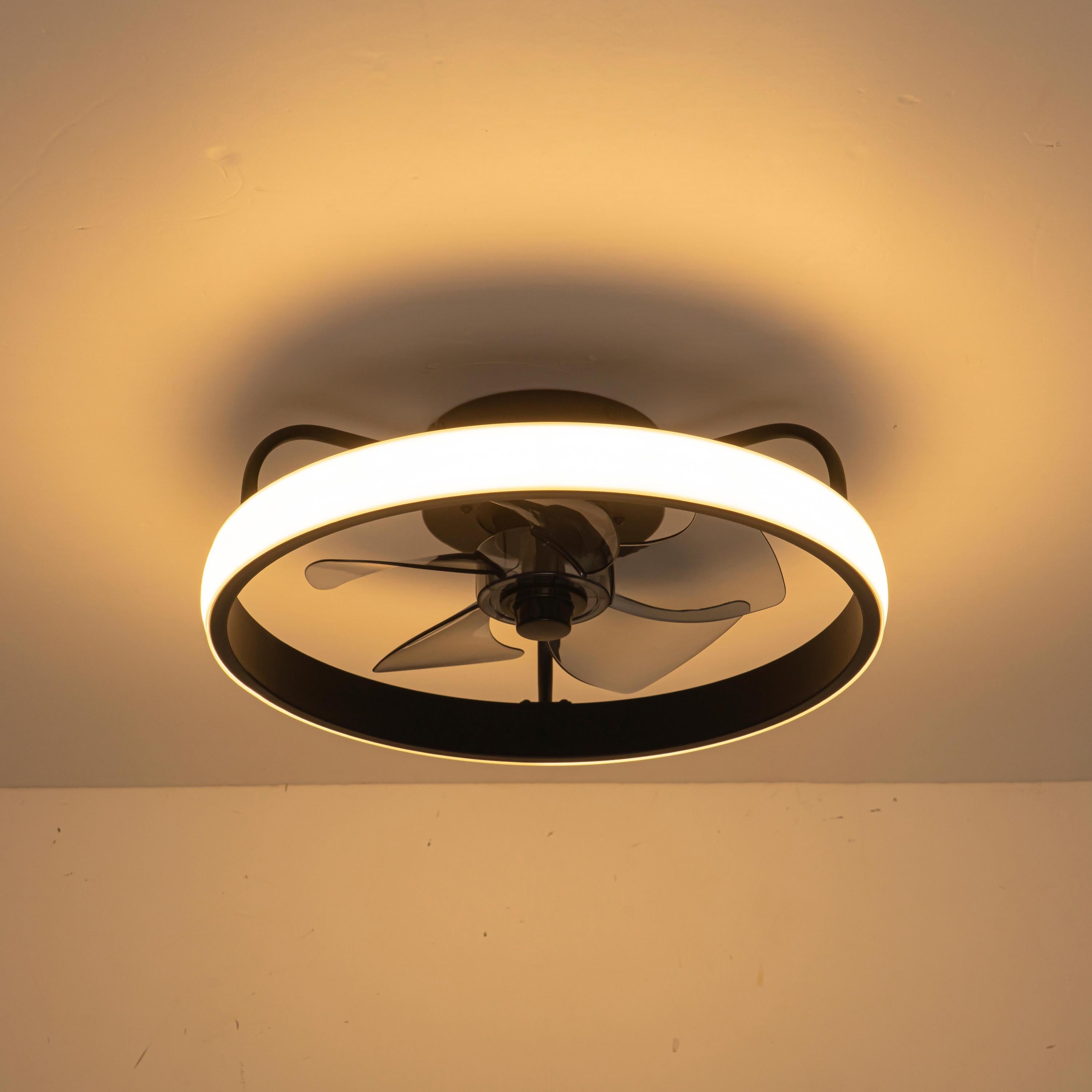 Glowlings 1-Light Modern Black Round LED Ceiling Fan with Light Remote Control