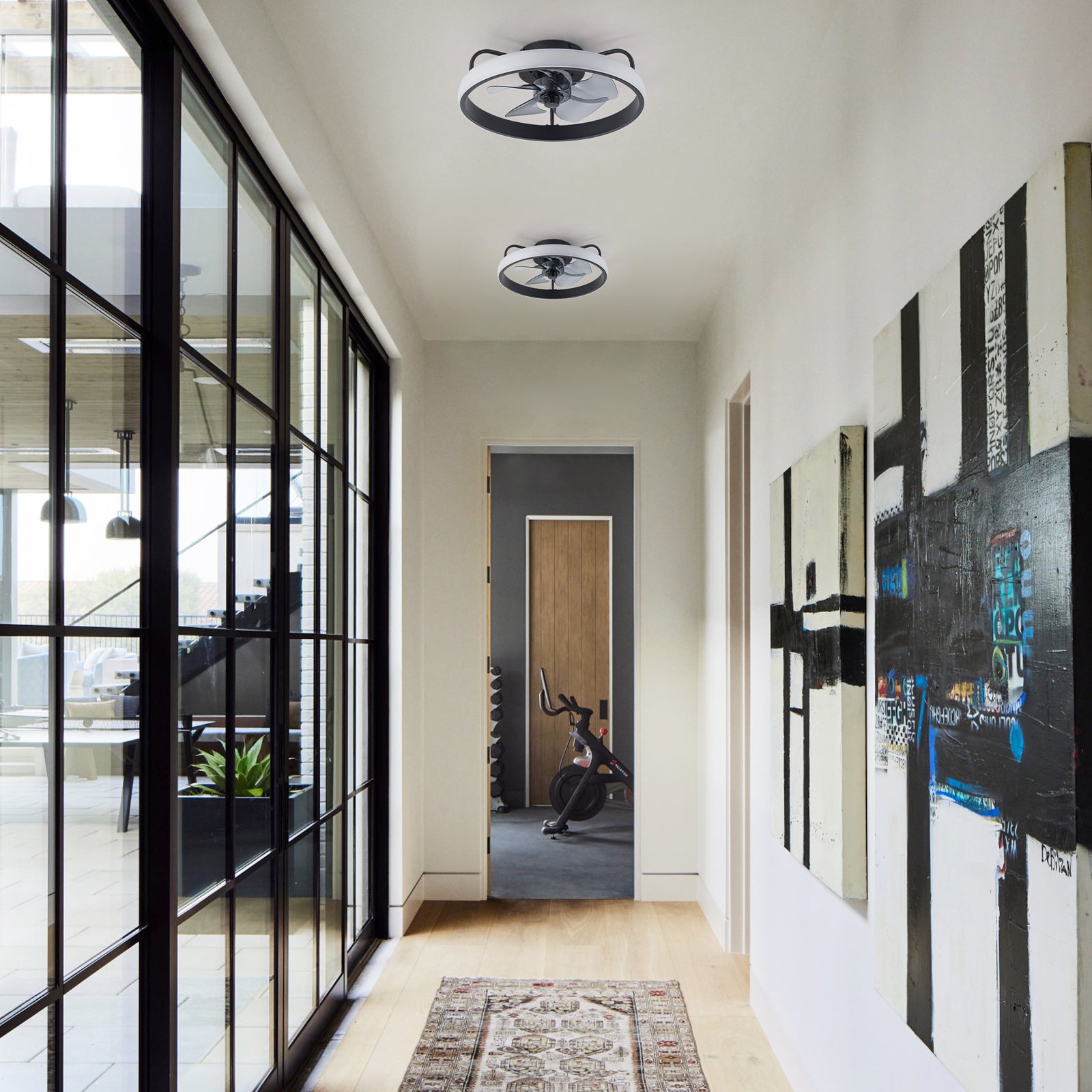 Glowlings 1-Light Modern Black Round LED Ceiling Fan with Light Remote Control
