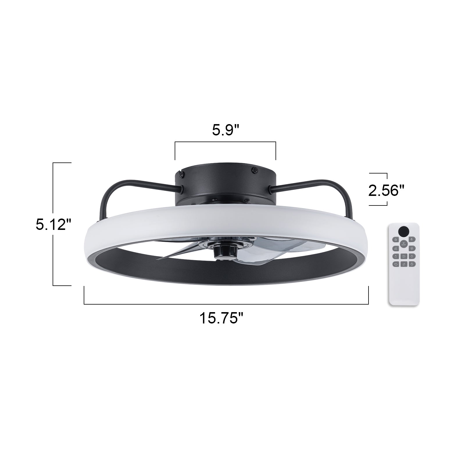 Glowlings 1-Light Modern Black Round LED Ceiling Fan with Light Remote Control
