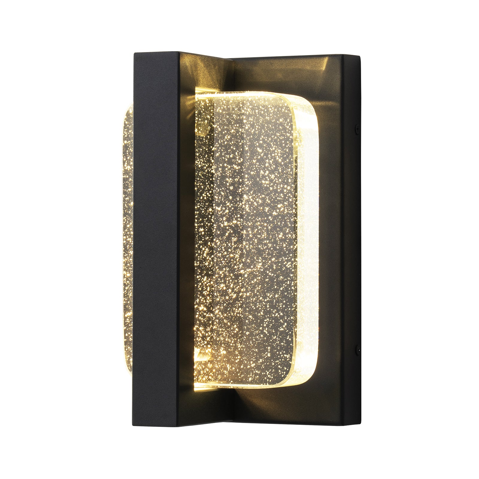 Glowlings 1-flammige, moderne, 27,9 cm hohe IP54-LED-Außenwandleuchte mit integriertem schwarzen Kristall