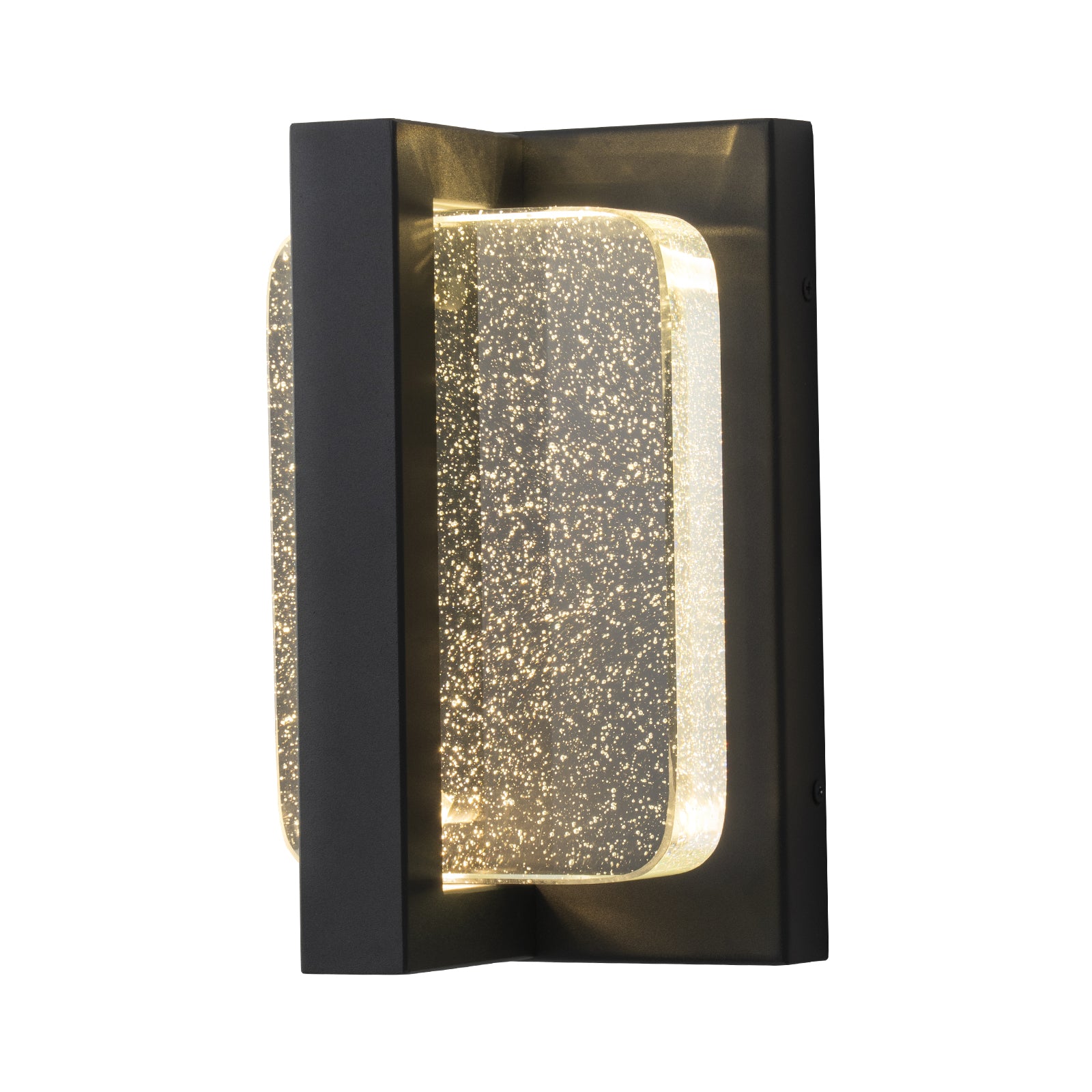Glowlings 1-flammige, moderne, 27,9 cm hohe IP54-LED-Außenwandleuchte mit integriertem schwarzen Kristall