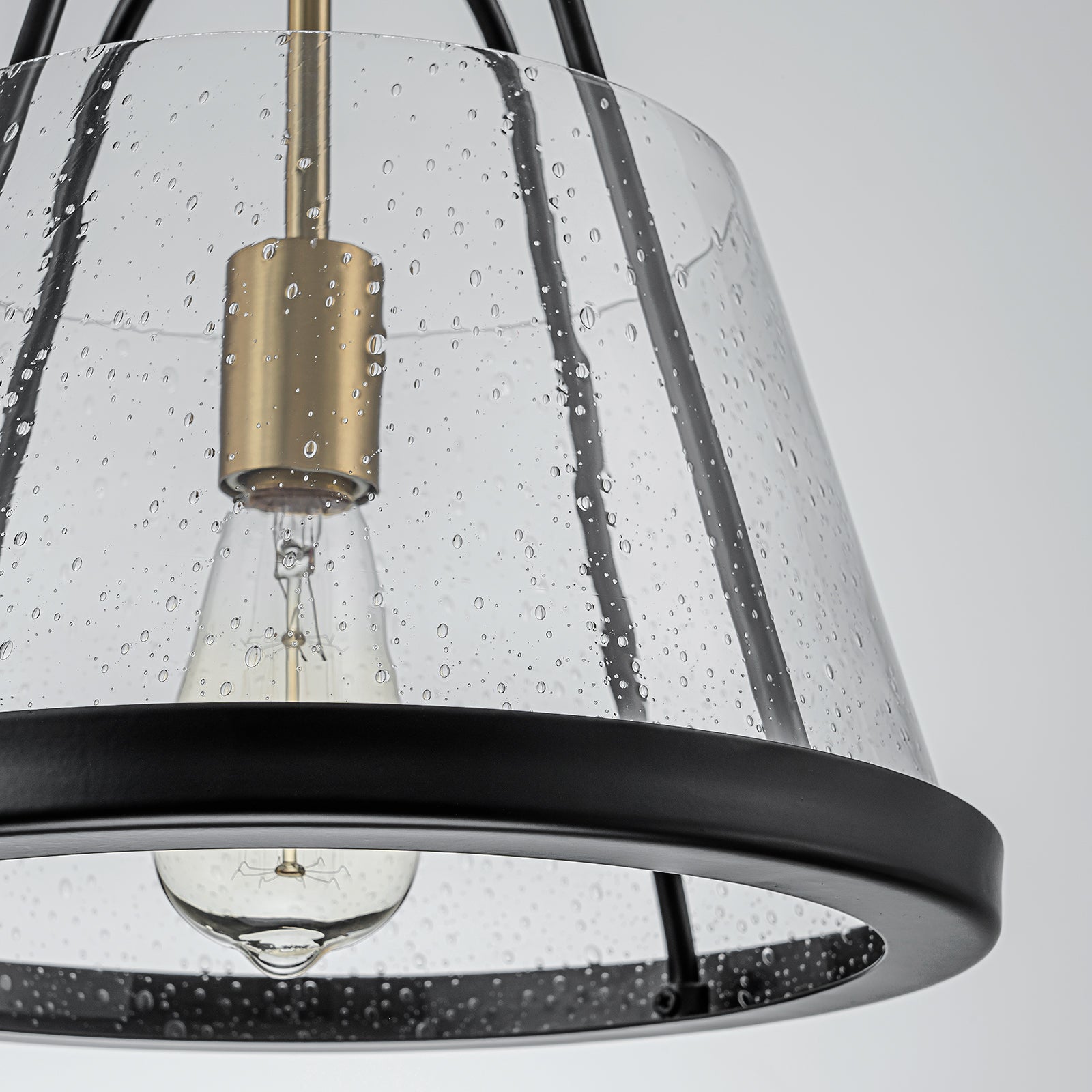 Glowlings 1-Light Modern 11"Wide Black Seeded Glass Cone Semi-Flush Mount