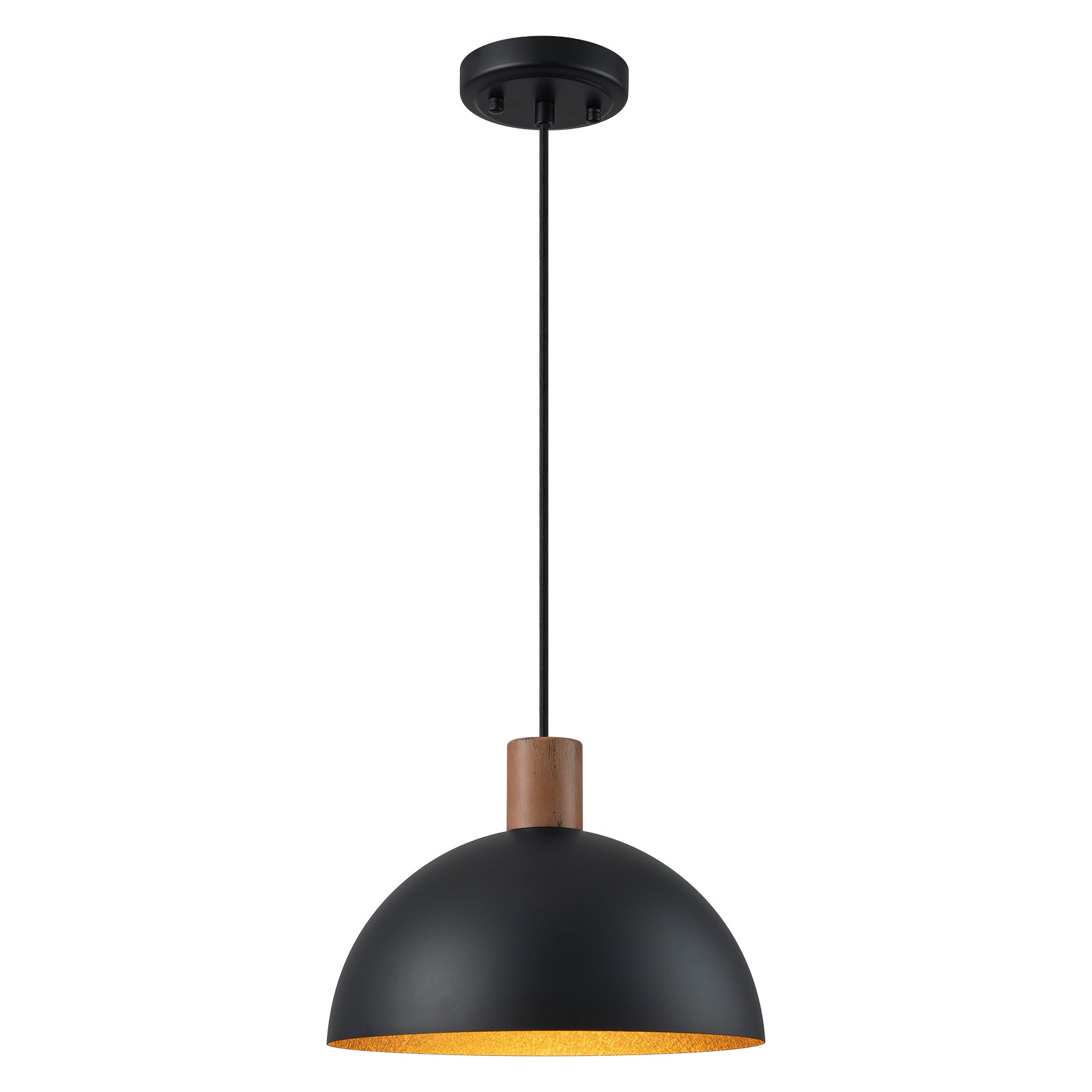 Glowlings 1-Light Modern 11"Wide Green/Black Small Dome Pendant Light