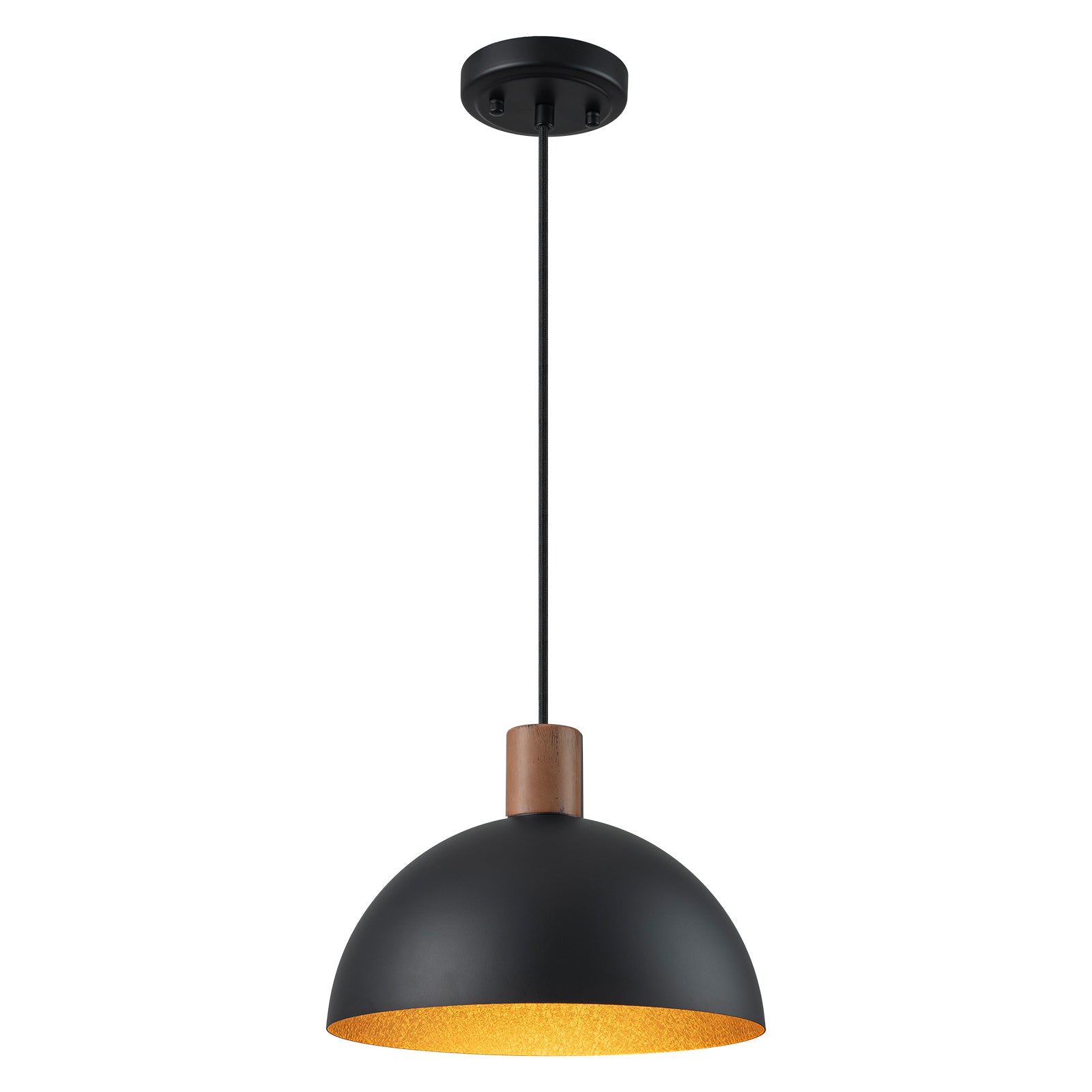 Glowlings 1-Light Modern 11"Wide Green/Black Small Dome Pendant Light