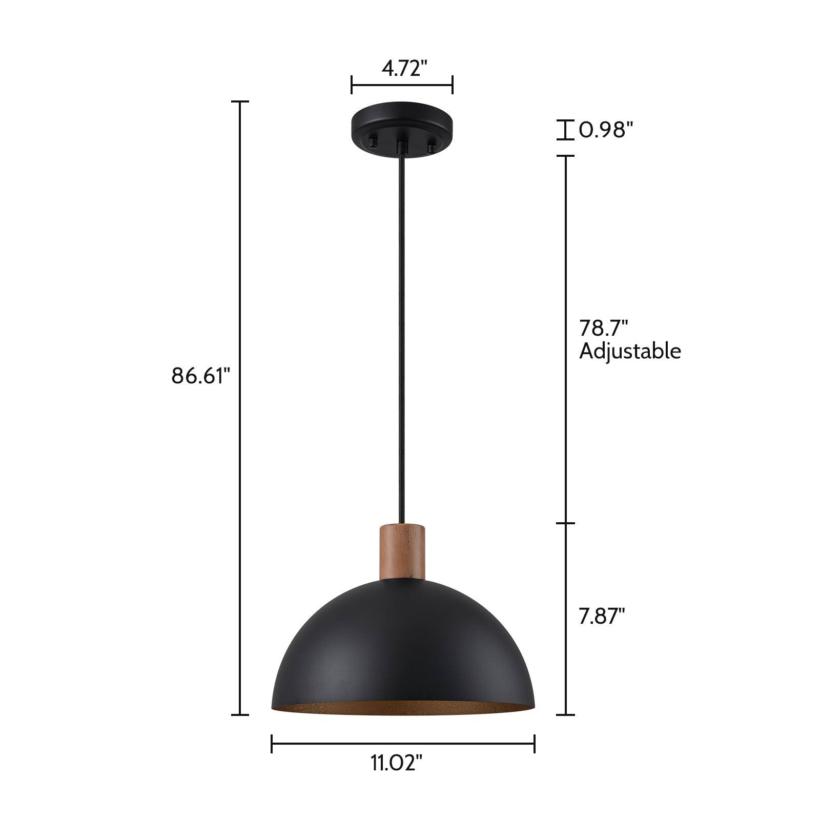 Glowlings 1-Light Modern 11"Wide Green/Black Small Dome Pendant Light