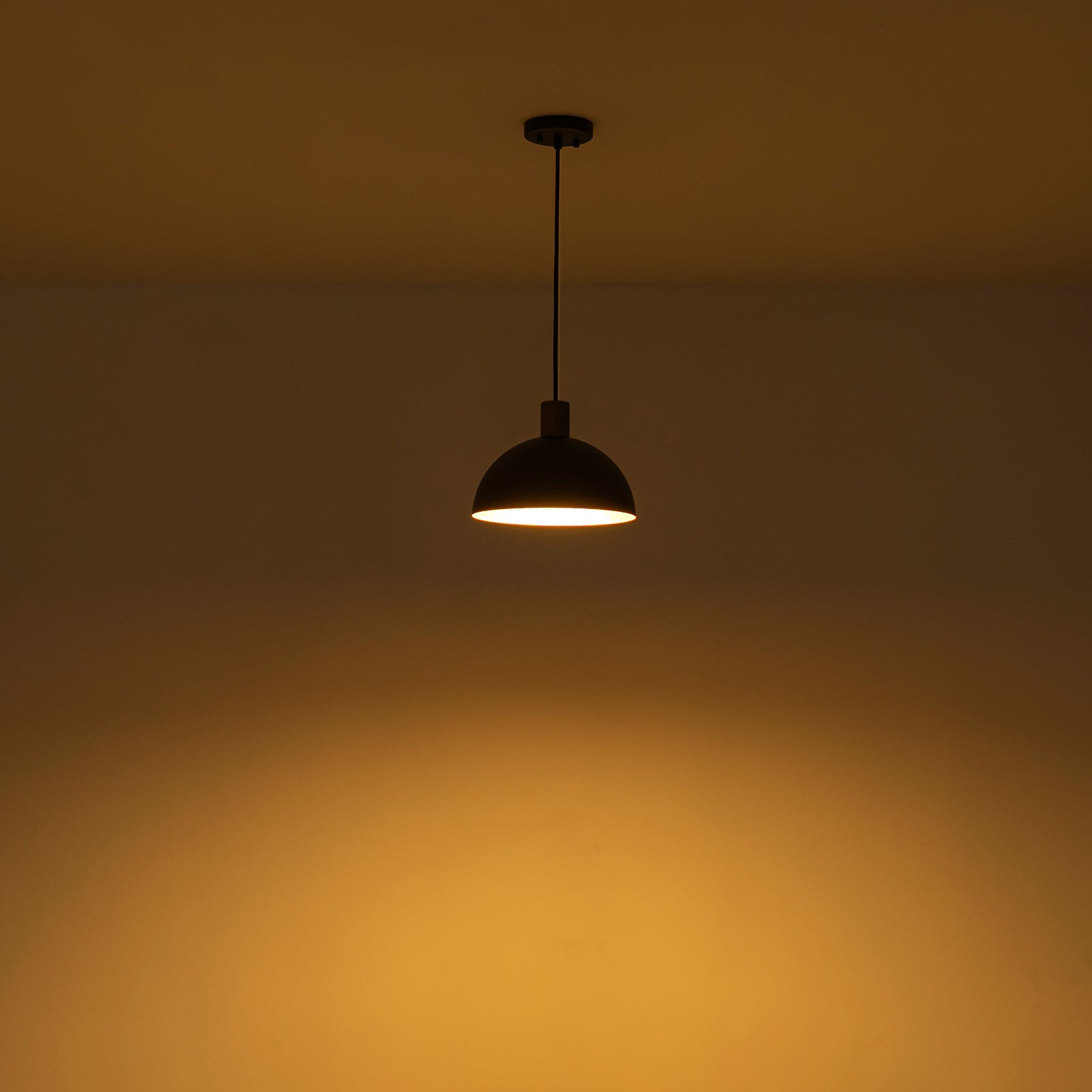 Glowlings 1-Light Modern 11"Wide Green/Black Small Dome Pendant Light