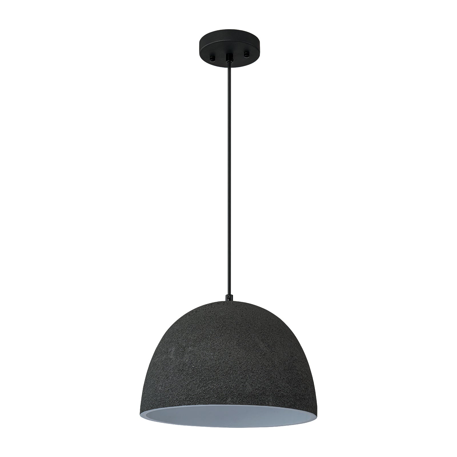 Glowlings 1-Light Modern 12"Wide Black Texture Dome Pendant Light Island Light
