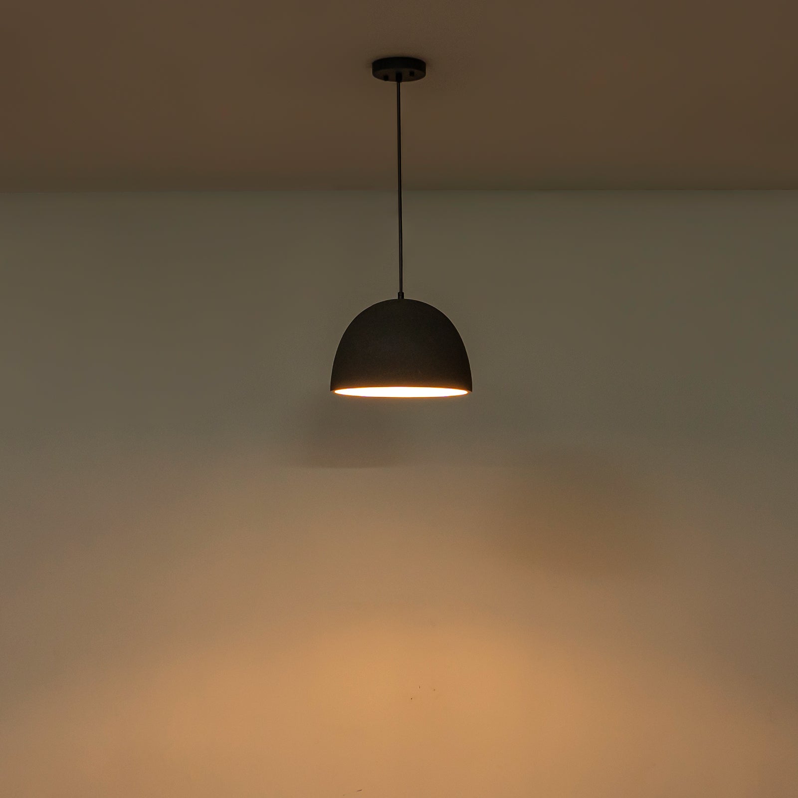 Glowlings 1-Light Modern 12"Wide Black Texture Dome Pendant Light Island Light