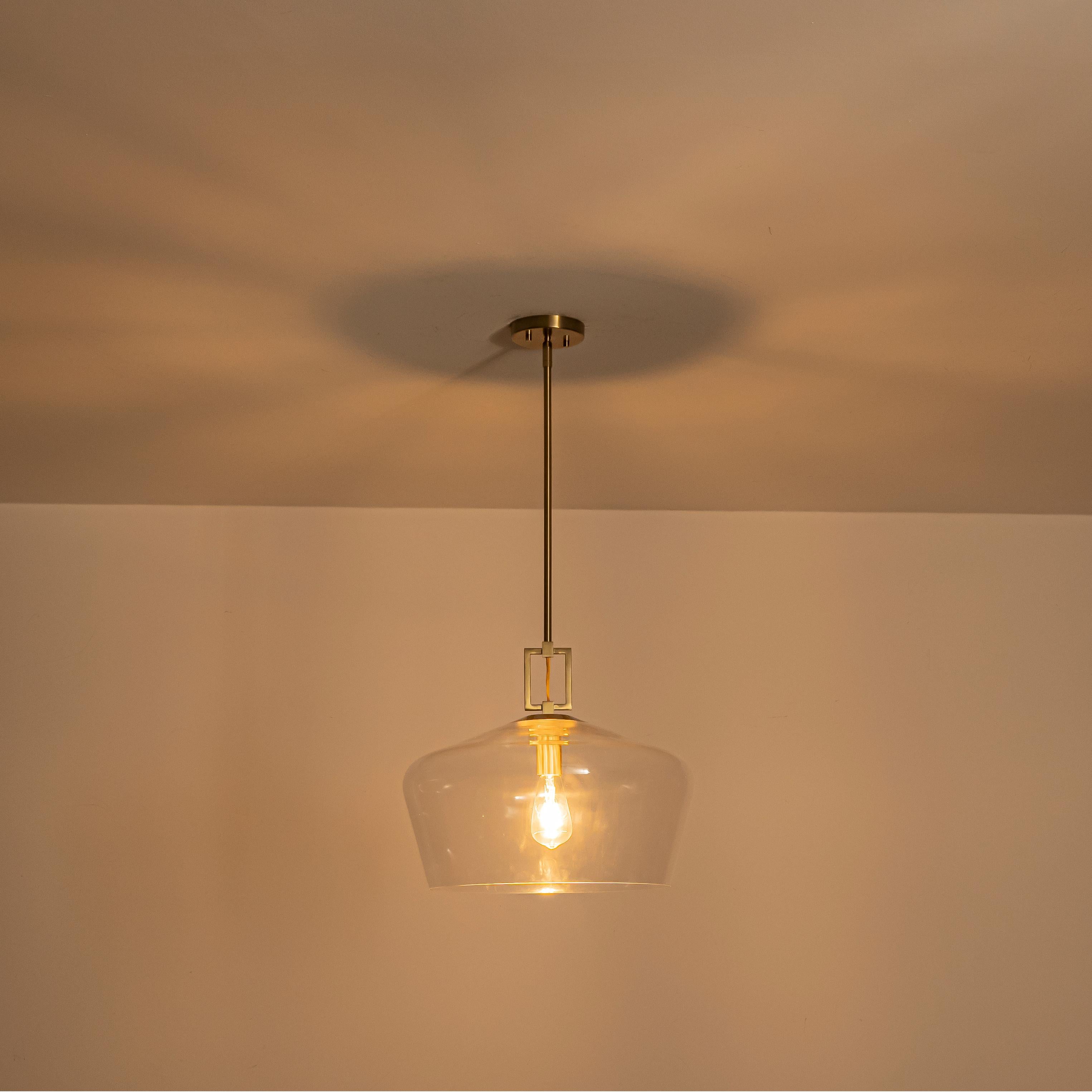 Glowlings 1-Light Modern 18"Wide Brass Clear Glass Dome Pendant Light Island Light