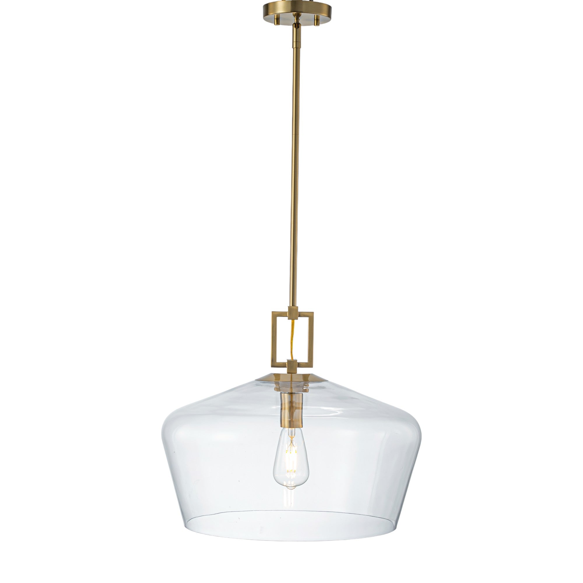 Glowlings 1-Light Modern 18"Wide Brass Clear Glass Dome Pendant Light Island Light