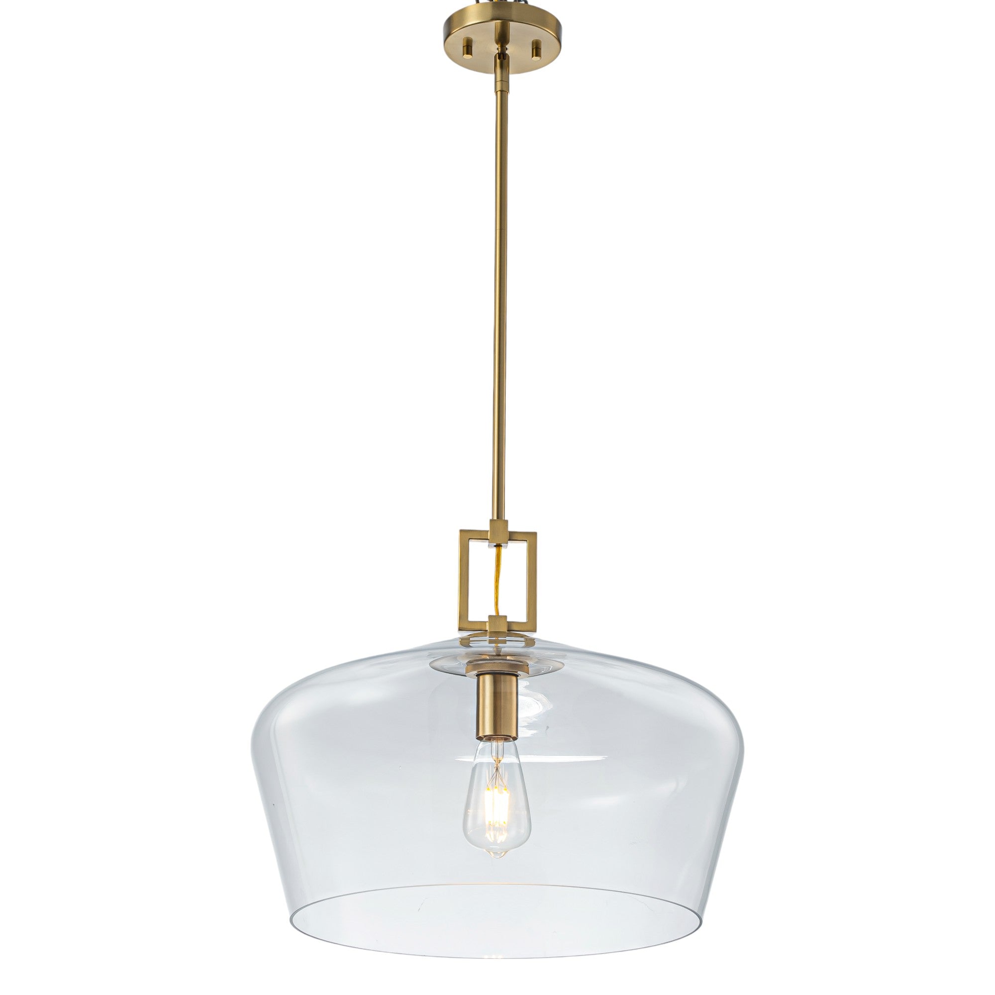 Glowlings 1-Light Modern 18"Wide Brass Clear Glass Dome Pendant Light Island Light