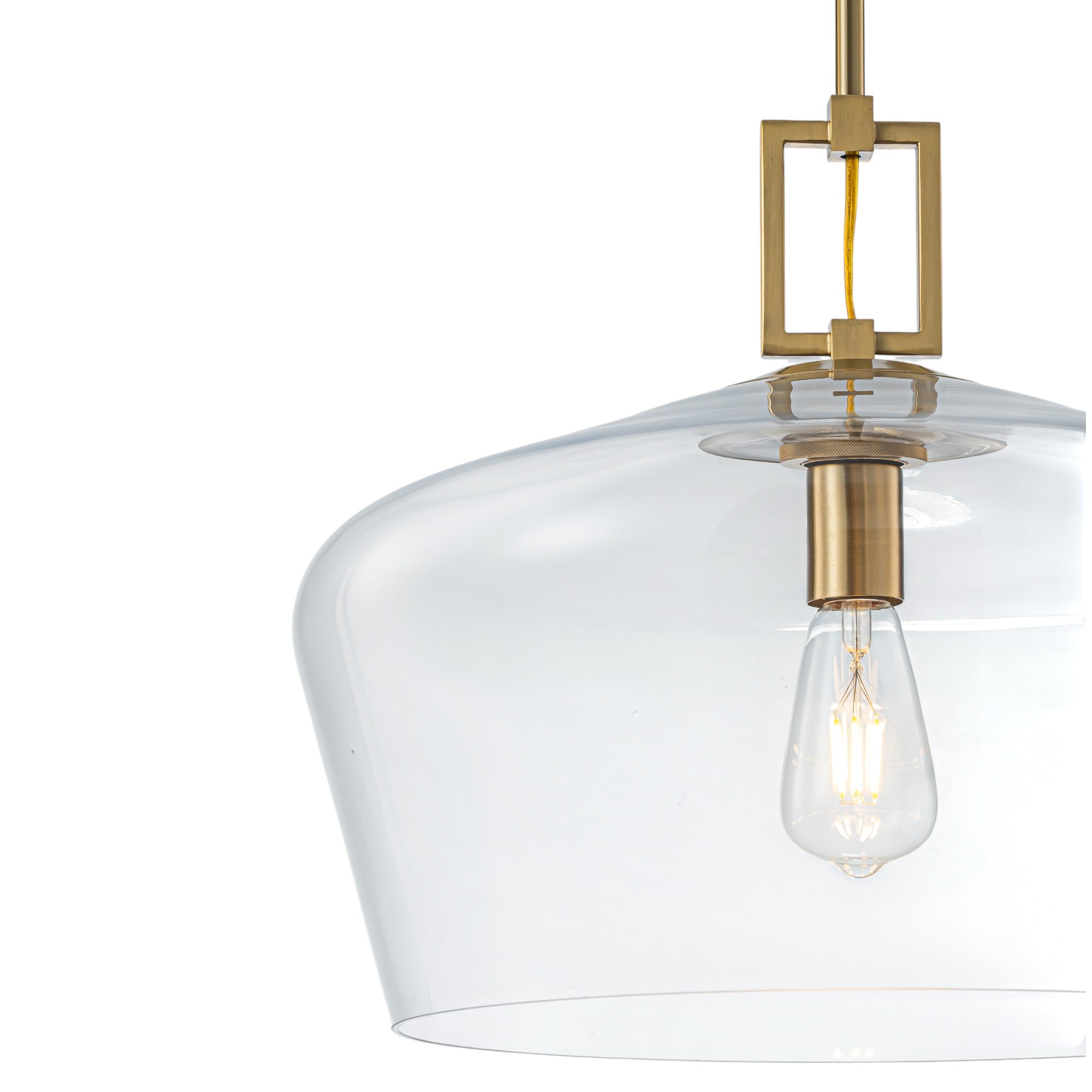 Glowlings 1-Light Modern 18"Wide Brass Clear Glass Dome Pendant Light Island Light