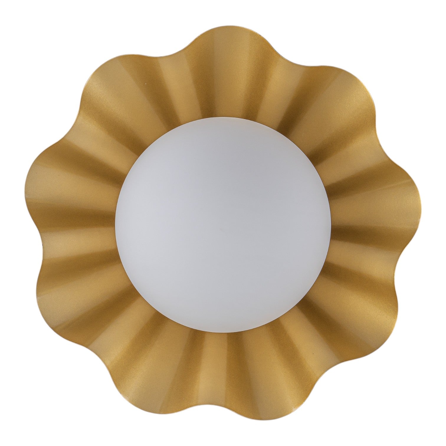 Glowlings 1-Light Modern Brass Flower Shape Opal Globe Glass Flush Mount Ceiling Light