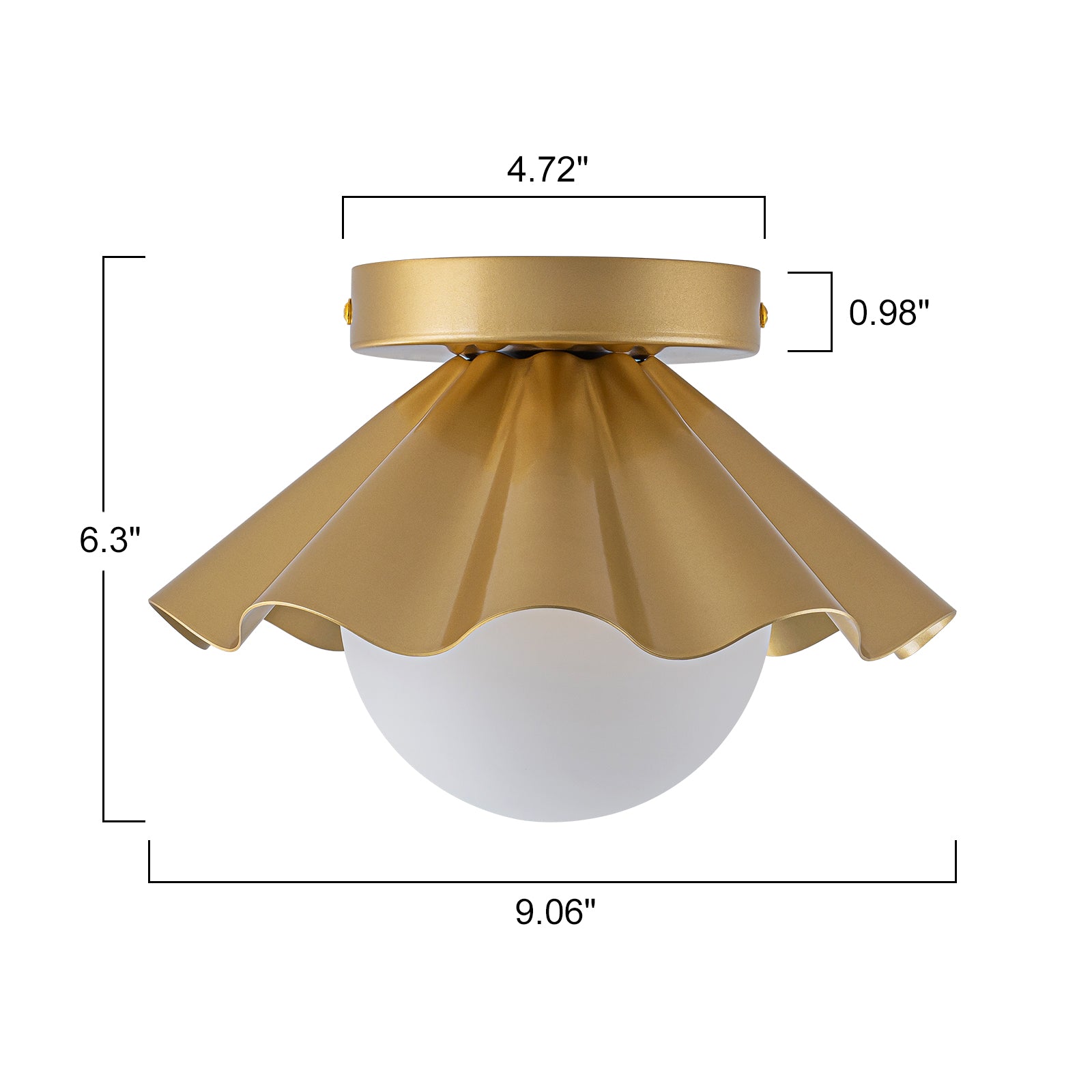 Glowlings 1-Light Modern Brass Flower Shape Opal Globe Glass Flush Mount Ceiling Light