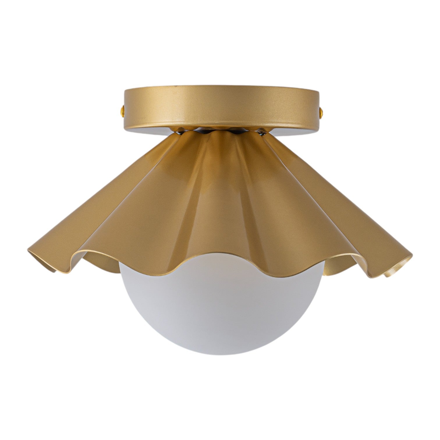 Glowlings 1-Light Modern Brass Flower Shape Opal Globe Glass Flush Mount Ceiling Light