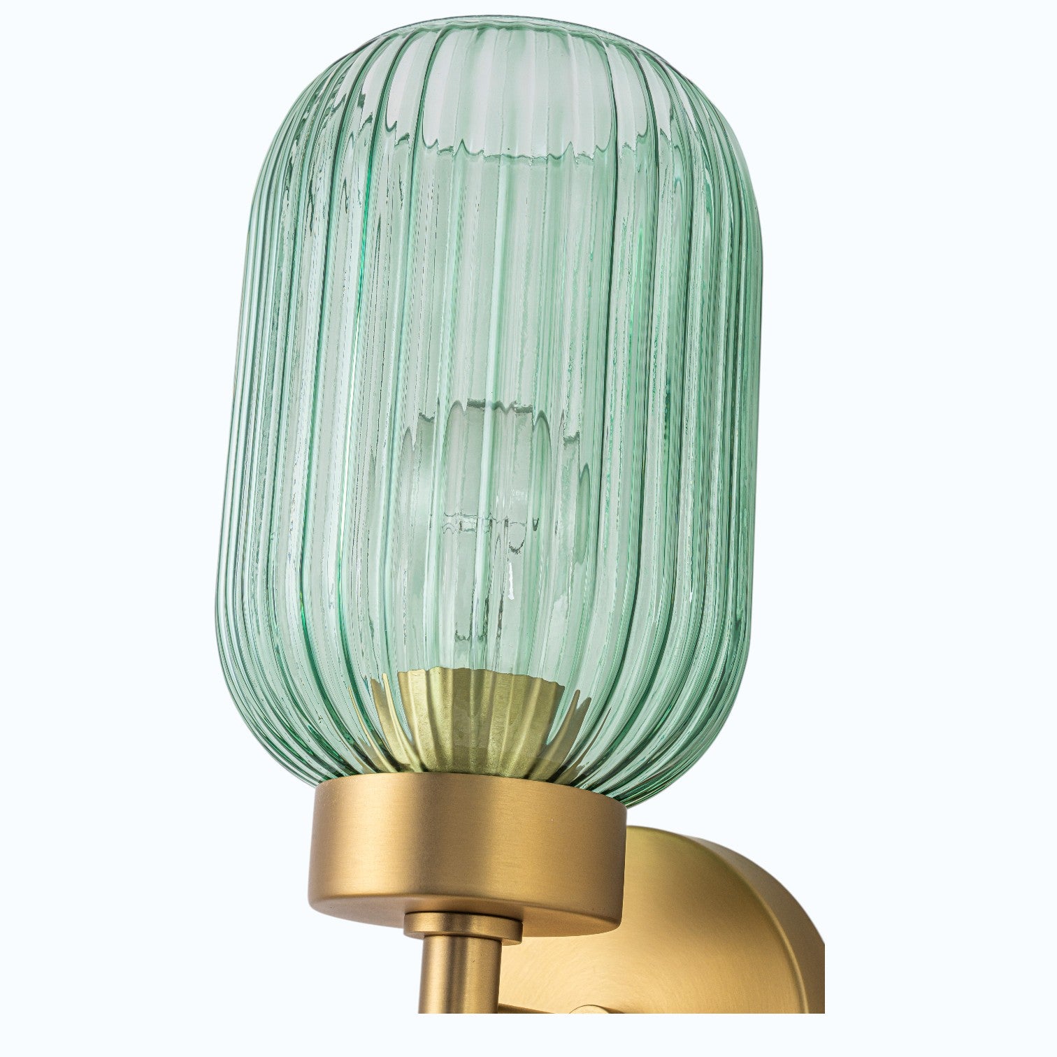 Glowlings 1-Light Modern Brass Ribbed Glass Wall Sconce Bathroom Vanity Light