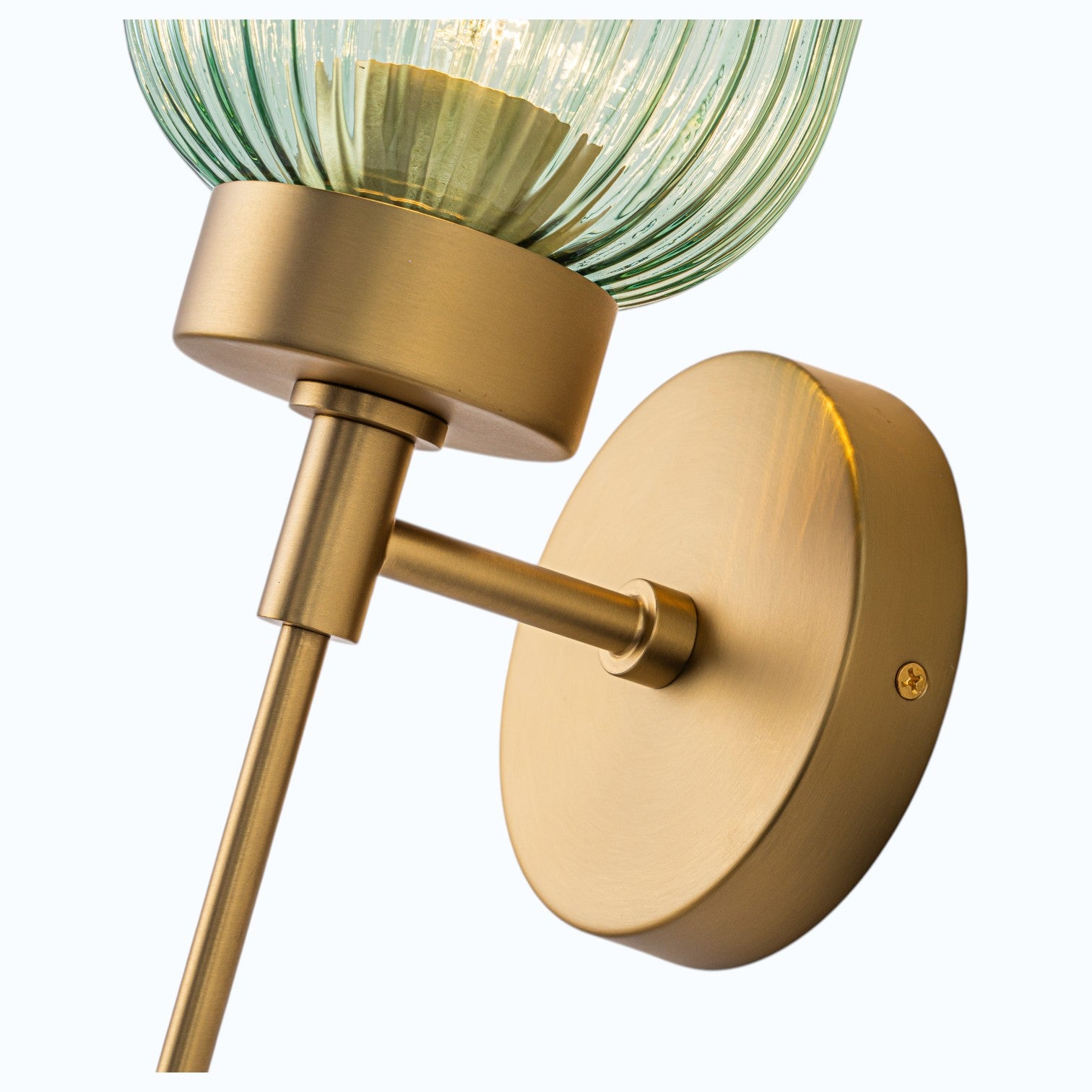 Glowlings 1-Light Modern Brass Ribbed Glass Wall Sconce Bathroom Vanity Light