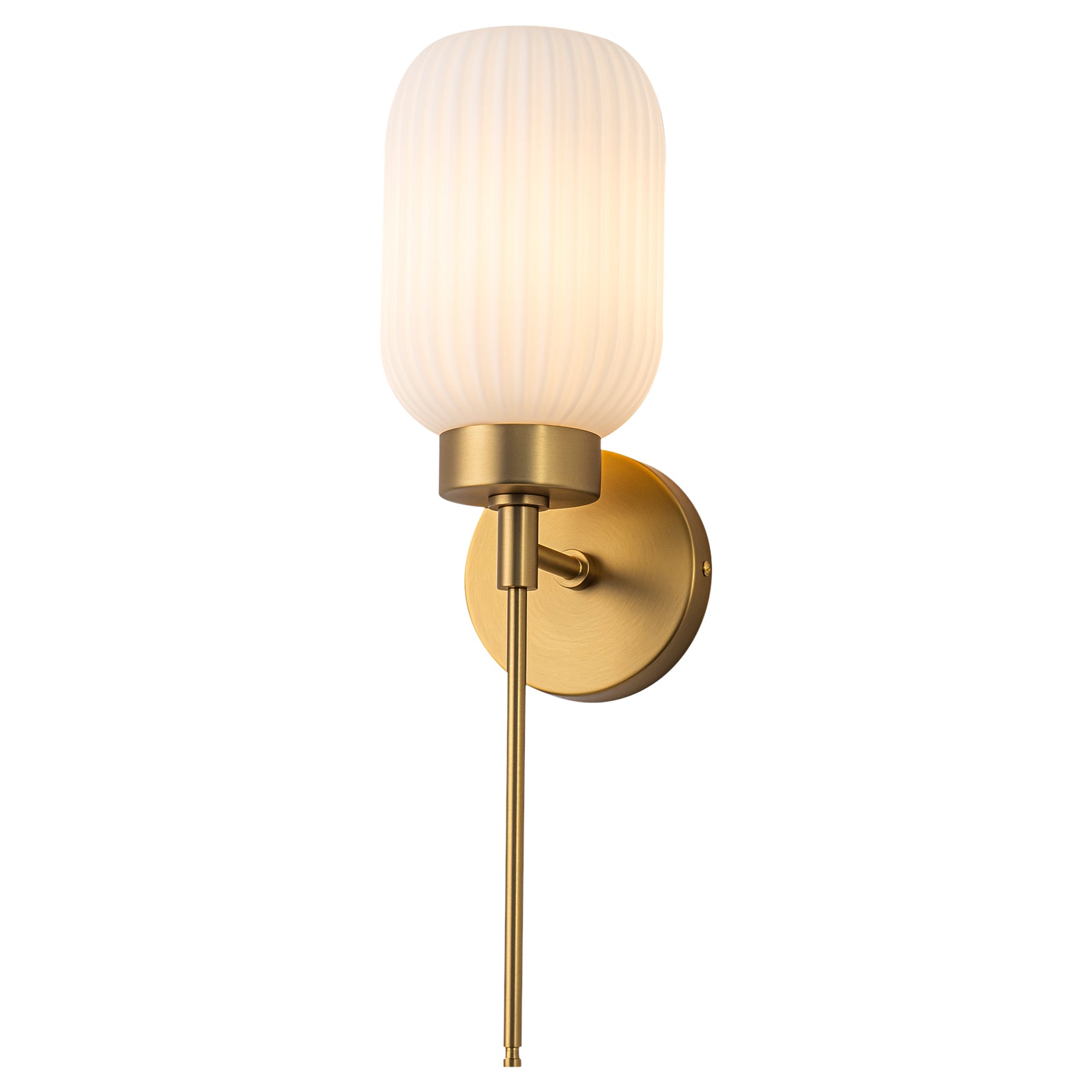 Glowlings 1-Light Modern Brass Ribbed Glass Wall Sconce Bathroom Vanity Light