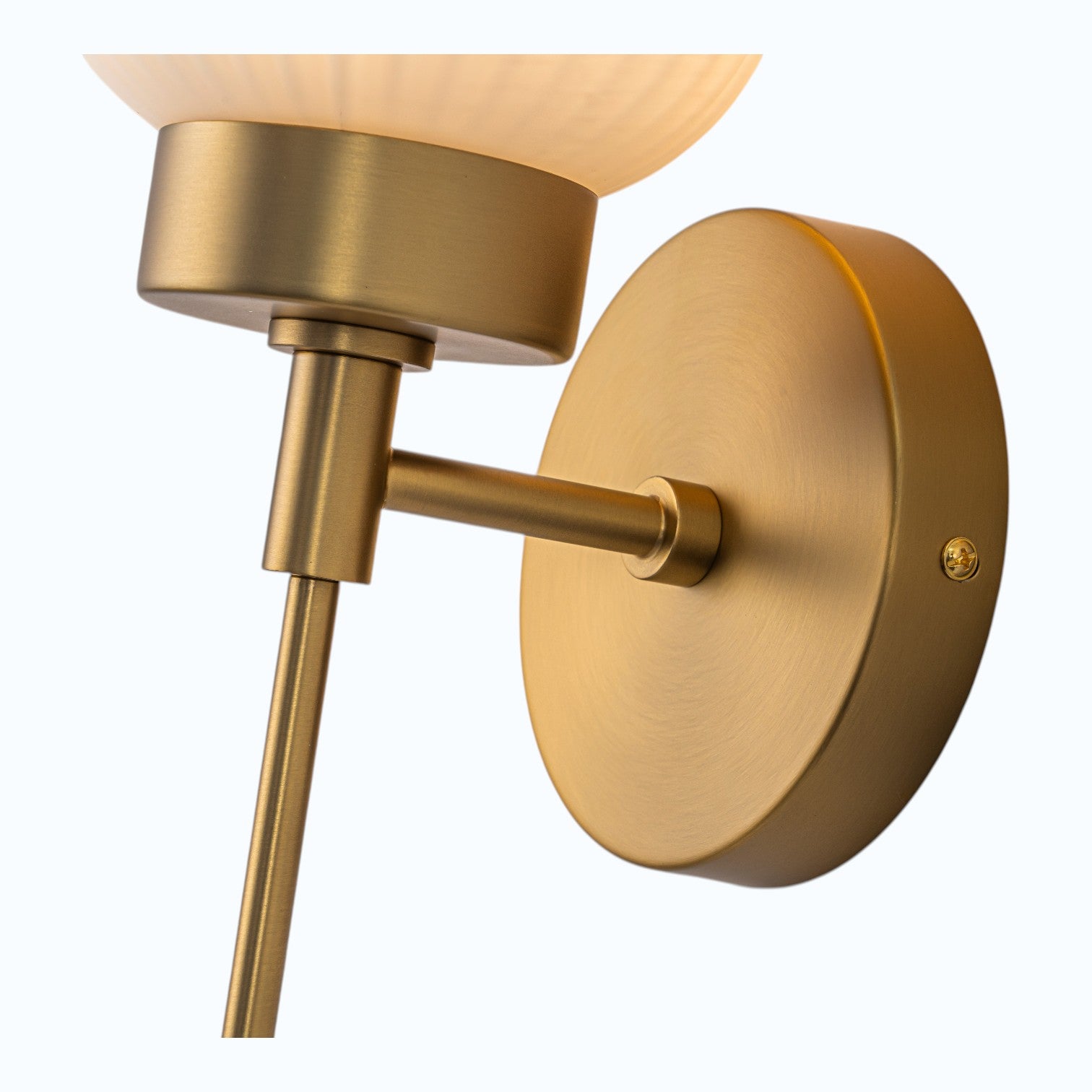 Glowlings 1-Light Modern Brass Ribbed Glass Wall Sconce Bathroom Vanity Light