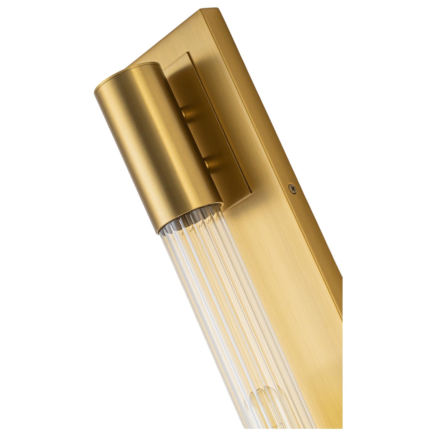 Glowlings 1-Light Modern Brushed Brass Cylinder Ribbed Clear Glass Tube Wall Sconce