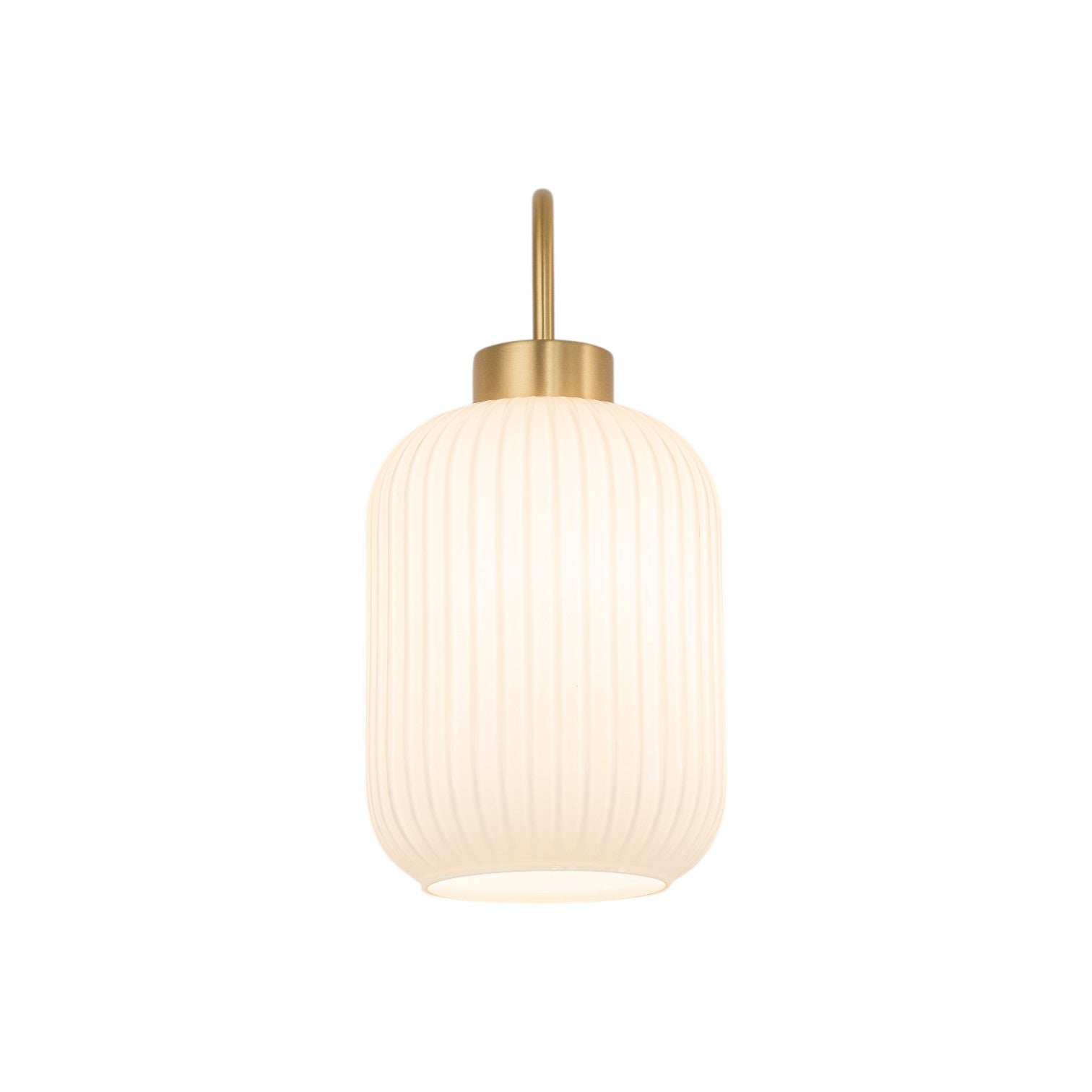 Glowlings 1-Light Modern Brushed Brass Fluted Opal Glass Globe Wall Sconce Vanity Light