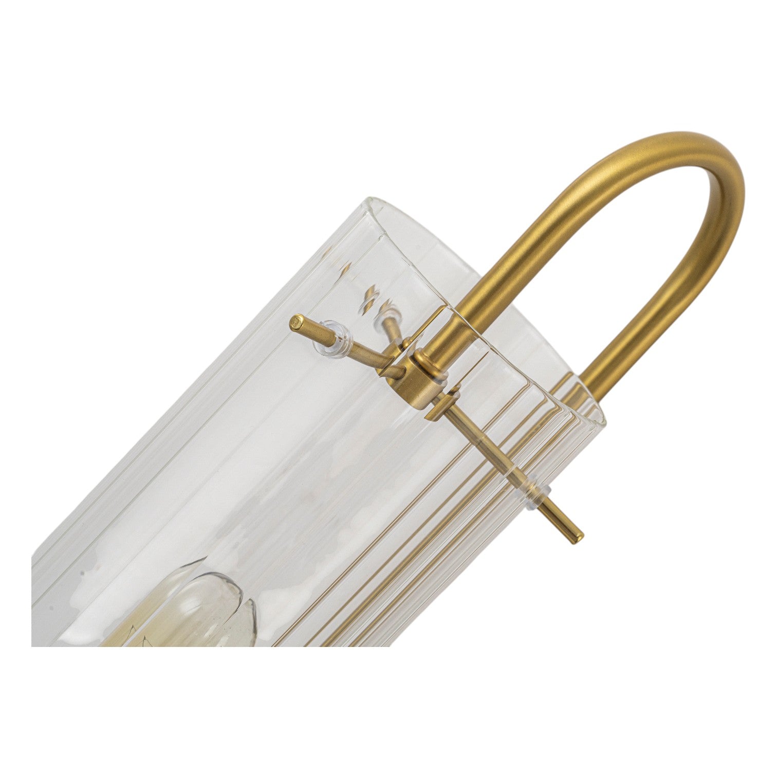 Glowlings 1-Light Modern Brushed Brass Ribbed Fluted Glass Tube U-Shaped Wall Sconce