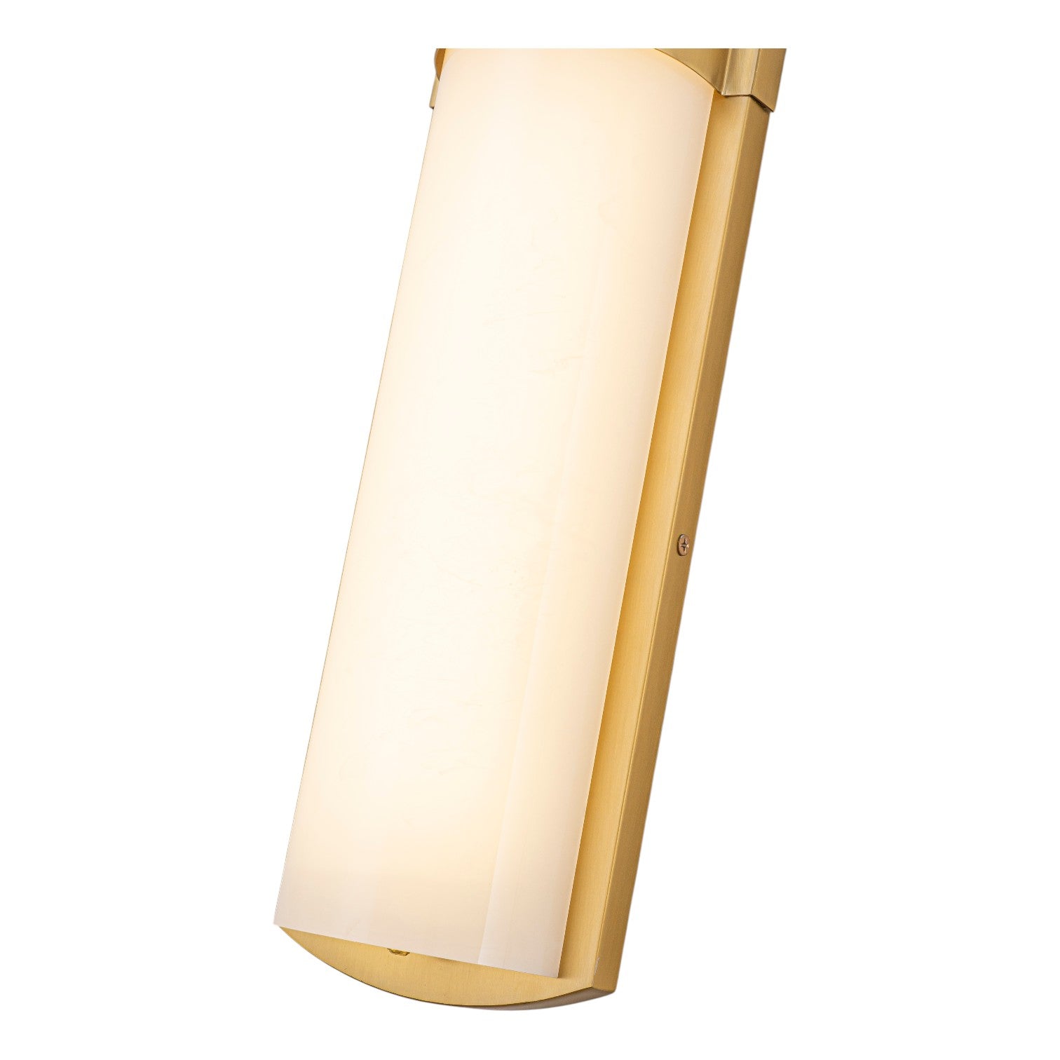 Glowlings 1-Light Modern 26"H Brushed Gold Dimmable Wall Sconce Faux Alabaster Cylinder LED Vanity Light