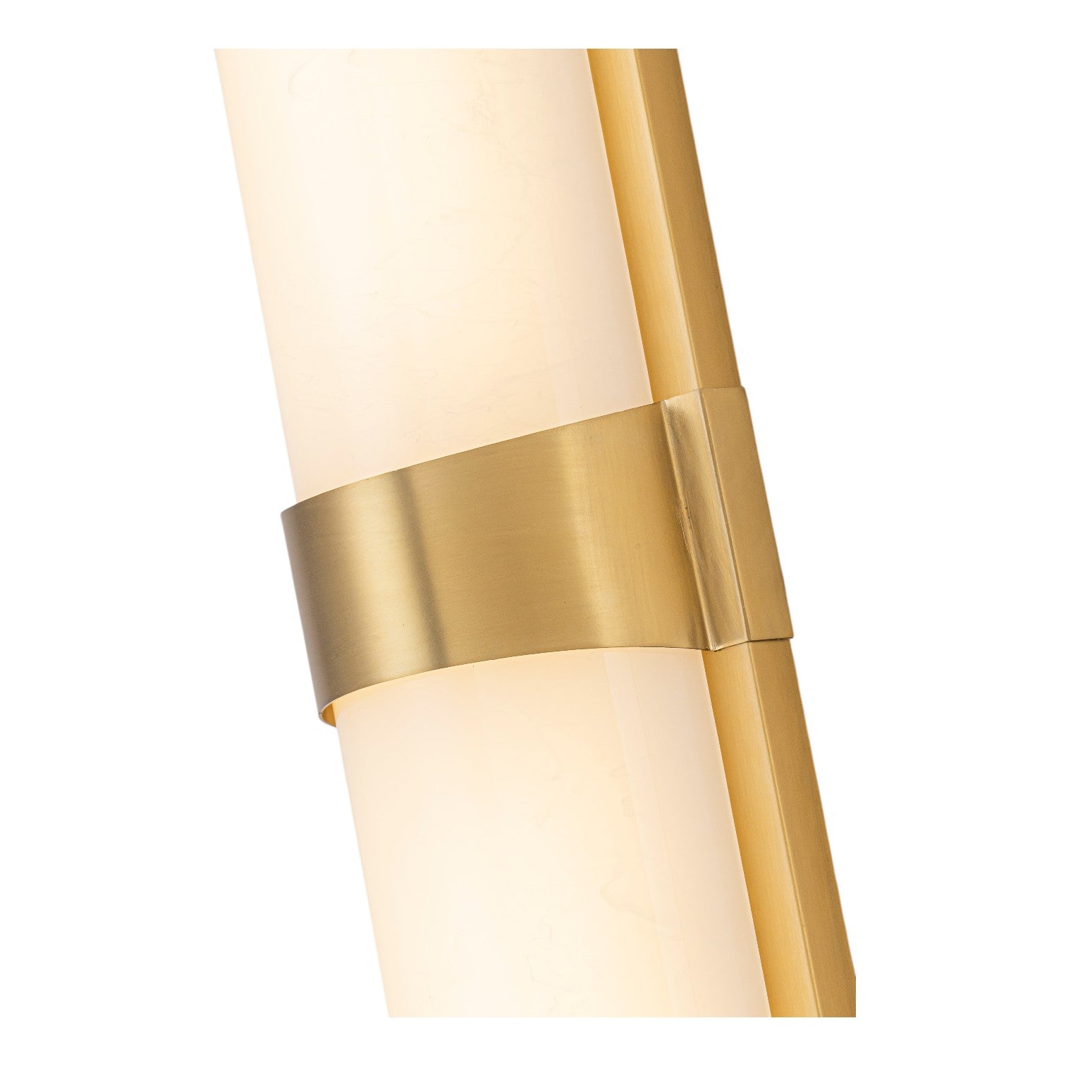 Glowlings 1-Light Modern 26"H Brushed Gold Dimmable Wall Sconce Faux Alabaster Cylinder LED Vanity Light