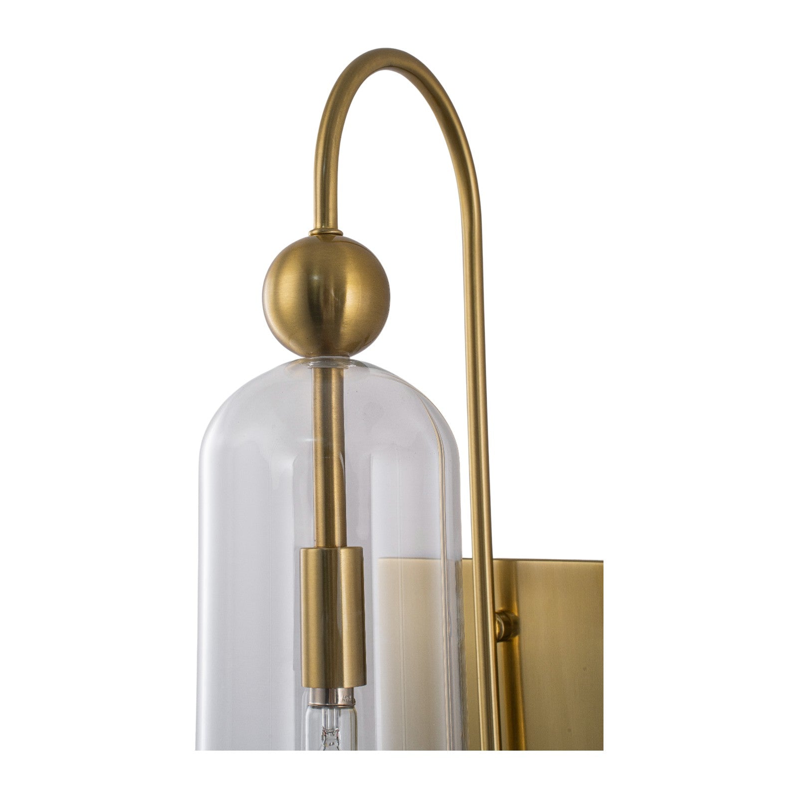 Glowlings 1-Light Luxury Clear Glass Antique Brass Cylinder Wall Sconce Bathroom Vanity & Bedroom Wall Light