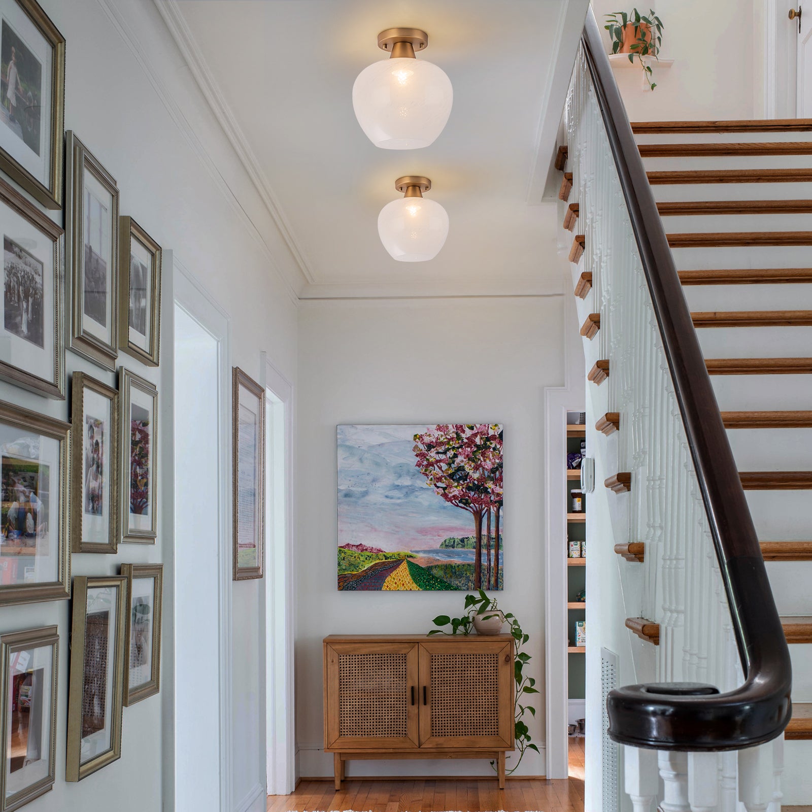 Glowlings 1-Light Modern Opal Glass Small Semi-Flush Mount Ceiling Light