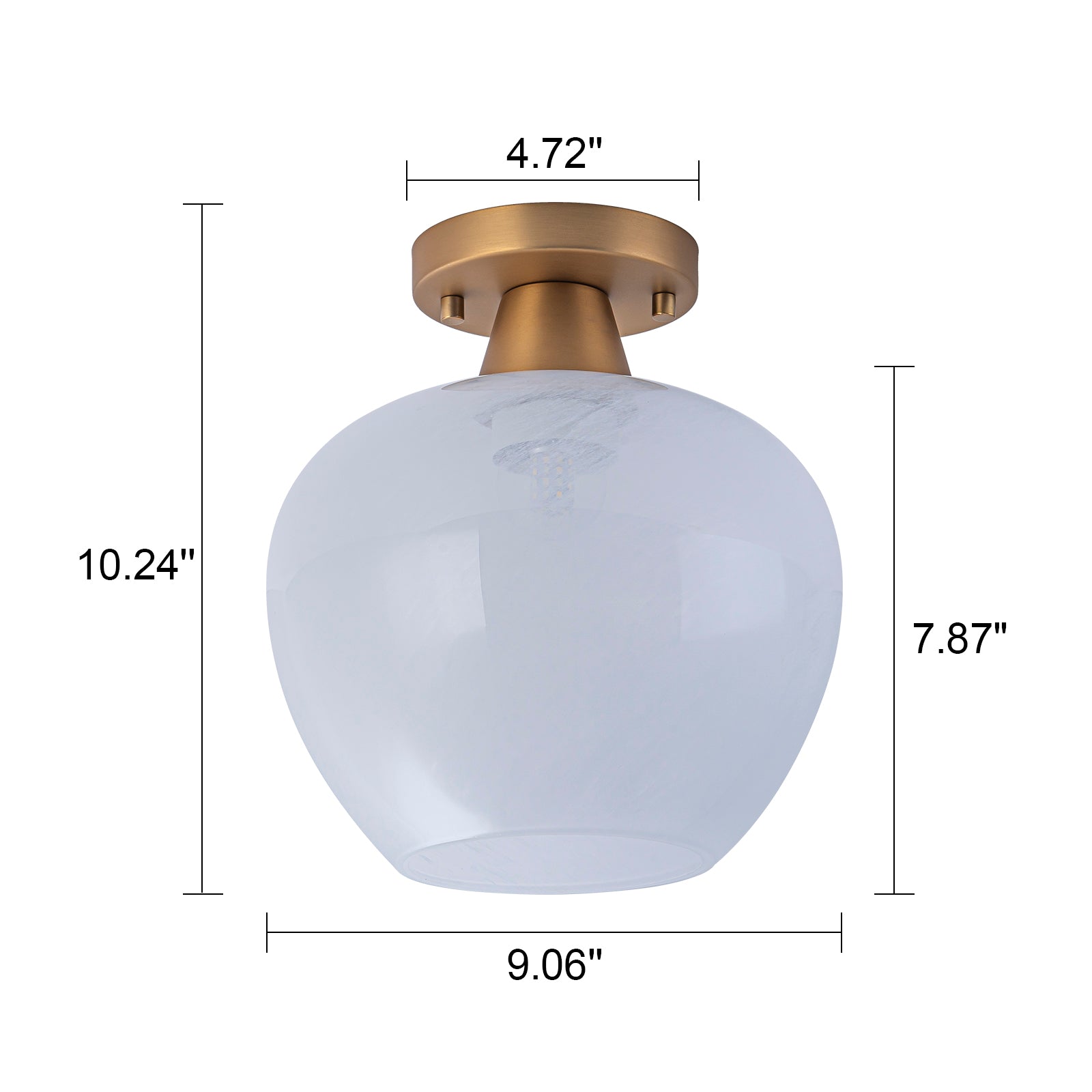 Glowlings 1-Light Modern Opal Glass Small Semi-Flush Mount Ceiling Light