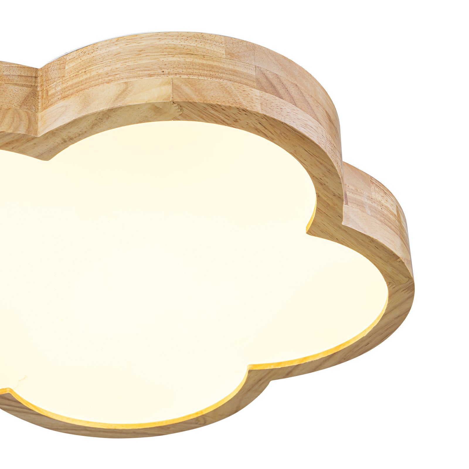 Glowlings 1-Light Modern 19"Wide Cloud-Shaped Organic Wood LED Flush Mount Ceiling Light