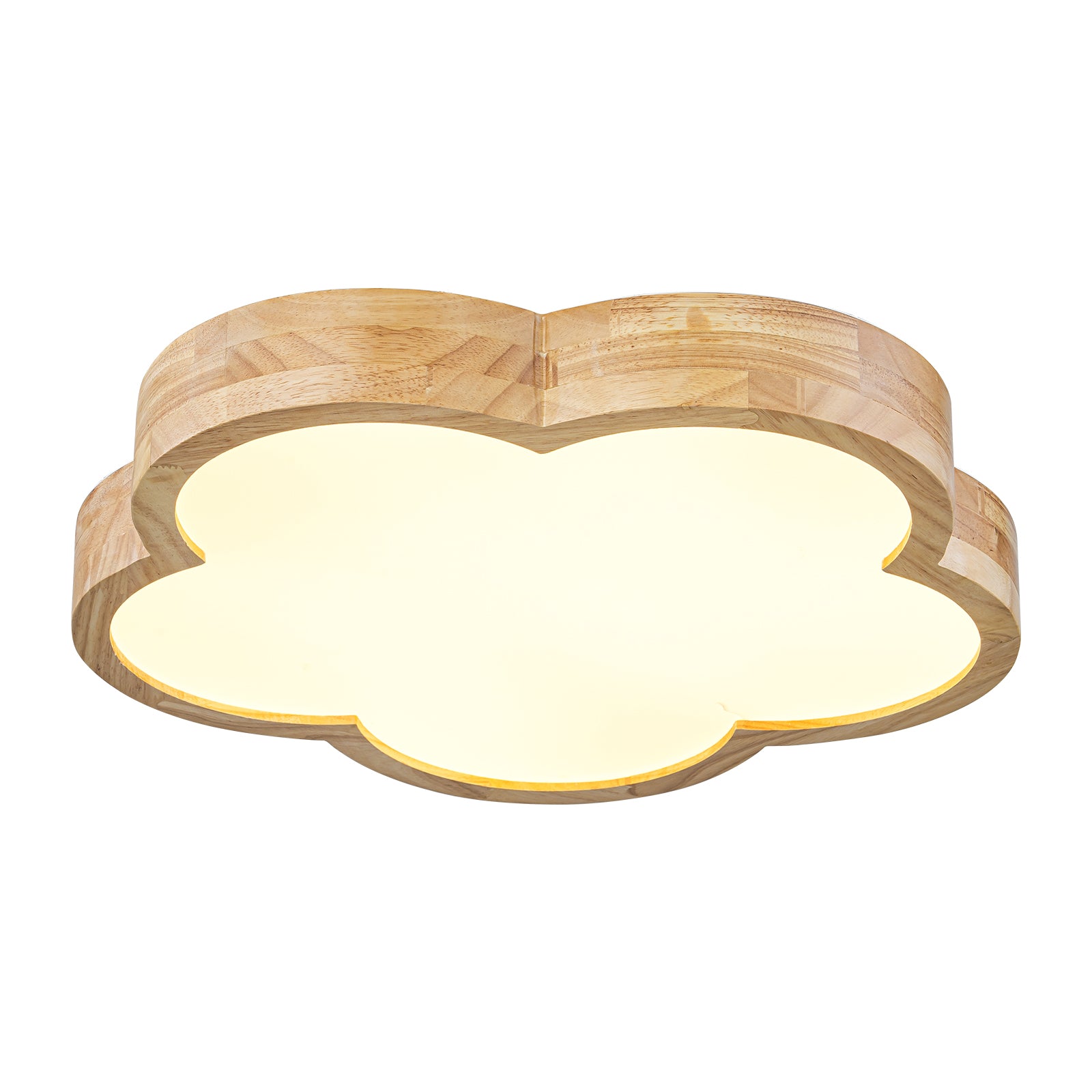 Glowlings 1-Light Modern 19"Wide Cloud-Shaped Organic Wood LED Flush Mount Ceiling Light
