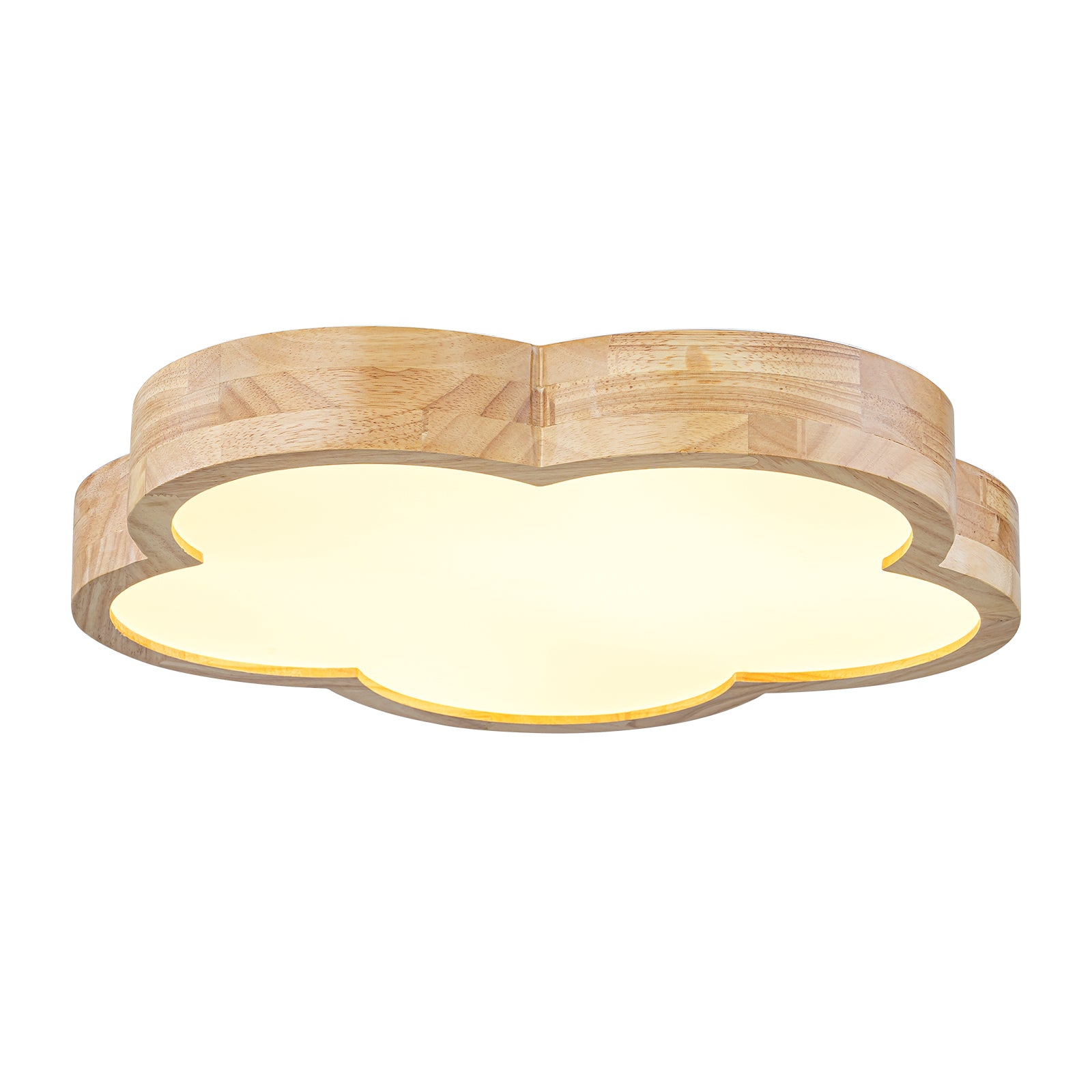 Glowlings 1-Light Modern 19"Wide Cloud-Shaped Organic Wood LED Flush Mount Ceiling Light