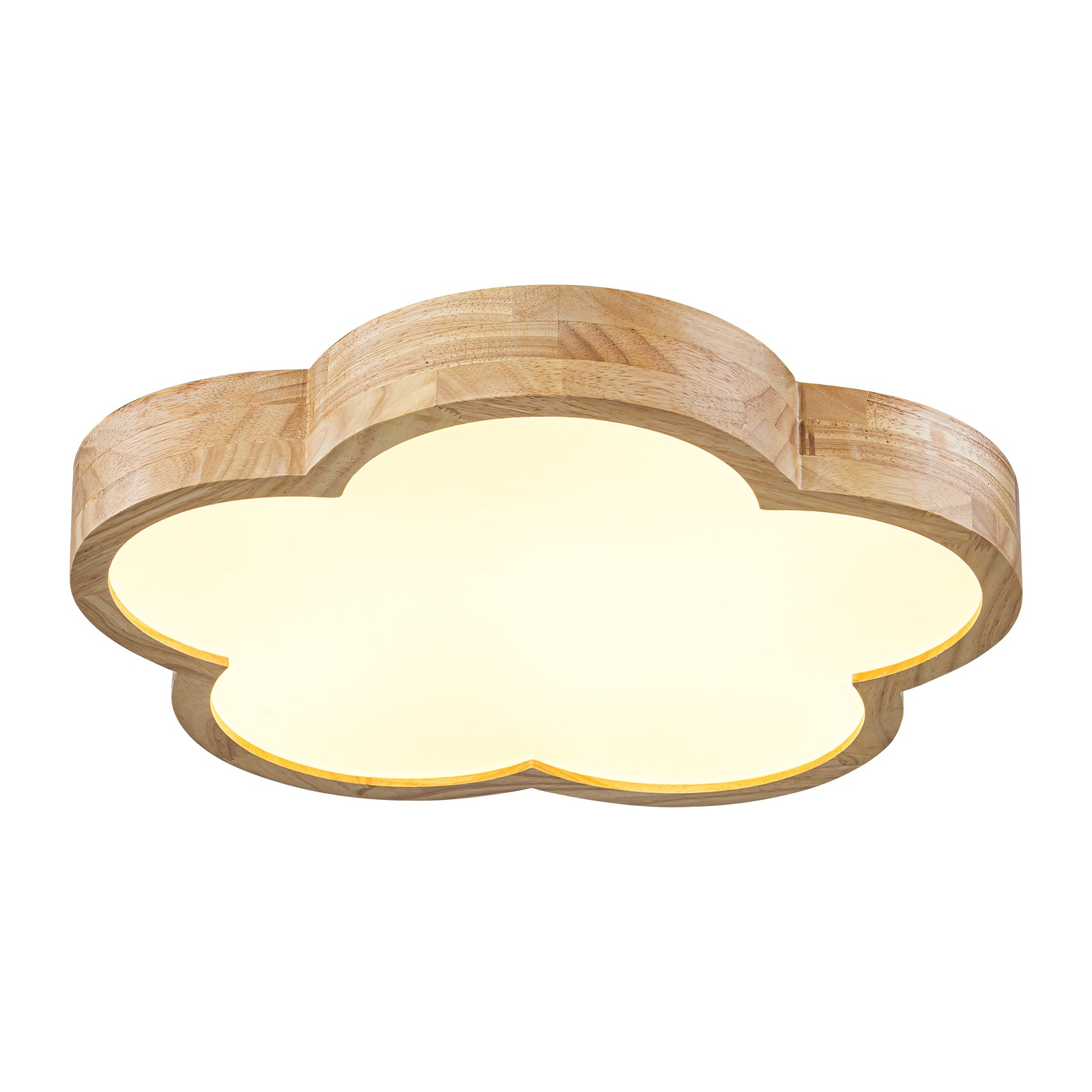 Glowlings 1-Light Modern 19"Wide Cloud-Shaped Organic Wood LED Flush Mount Ceiling Light