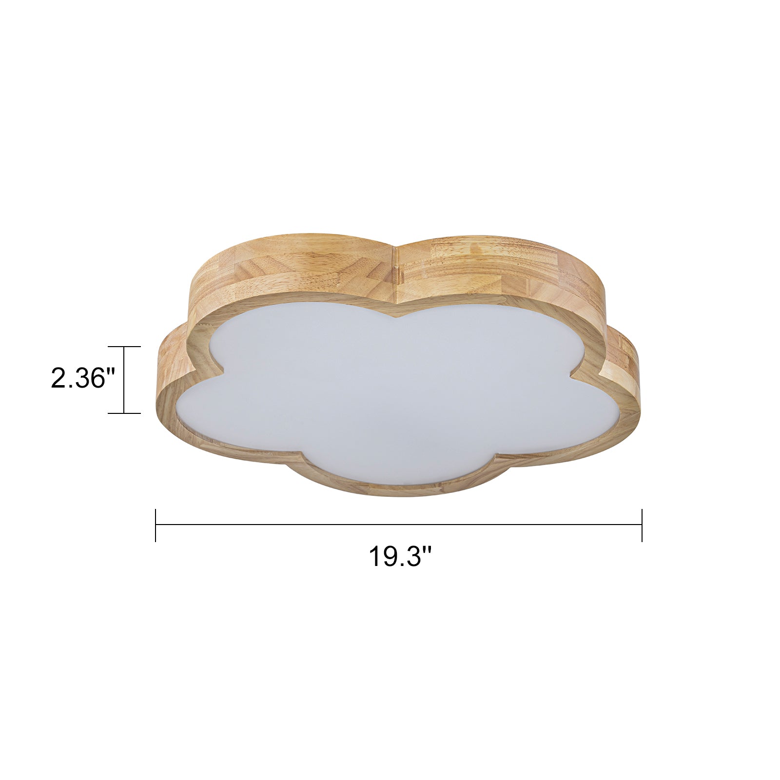 Glowlings 1-Light Modern 19"Wide Cloud-Shaped Organic Wood LED Flush Mount Ceiling Light