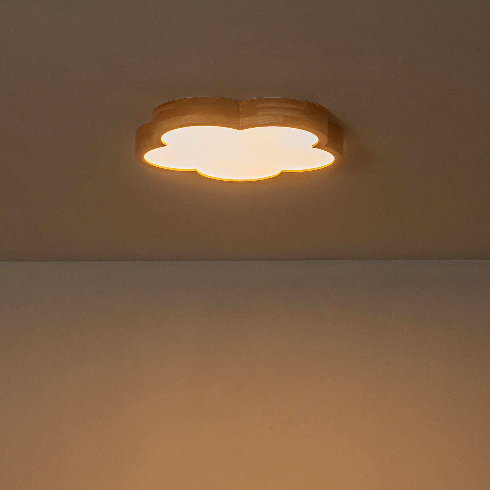 Glowlings 1-Light Modern 19"Wide Cloud-Shaped Organic Wood LED Flush Mount Ceiling Light