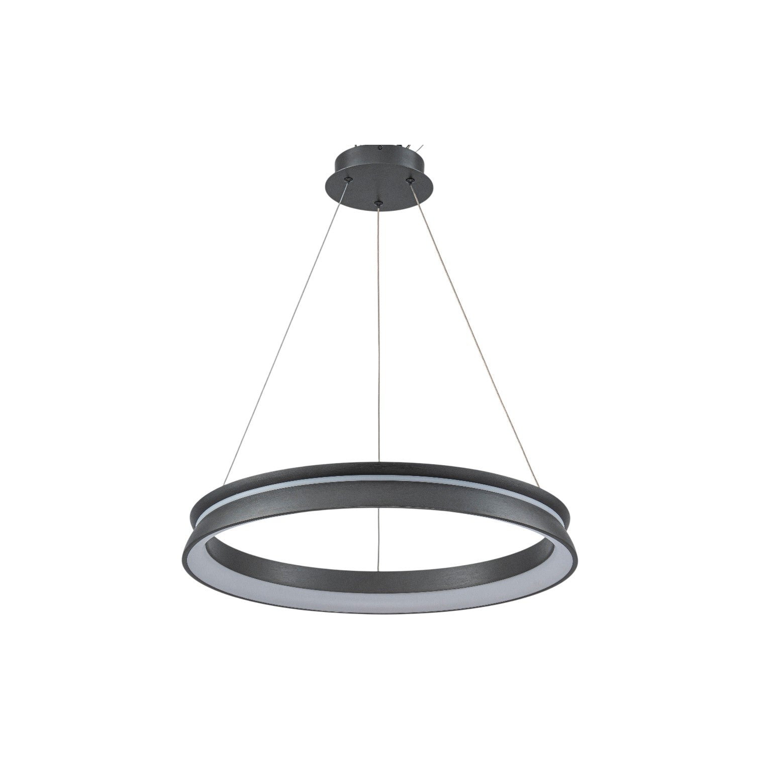 Glowlings Modern 23"Wide Dimmable Integrated LED Ring Chandelier Black Circular Pendant Light Fixture