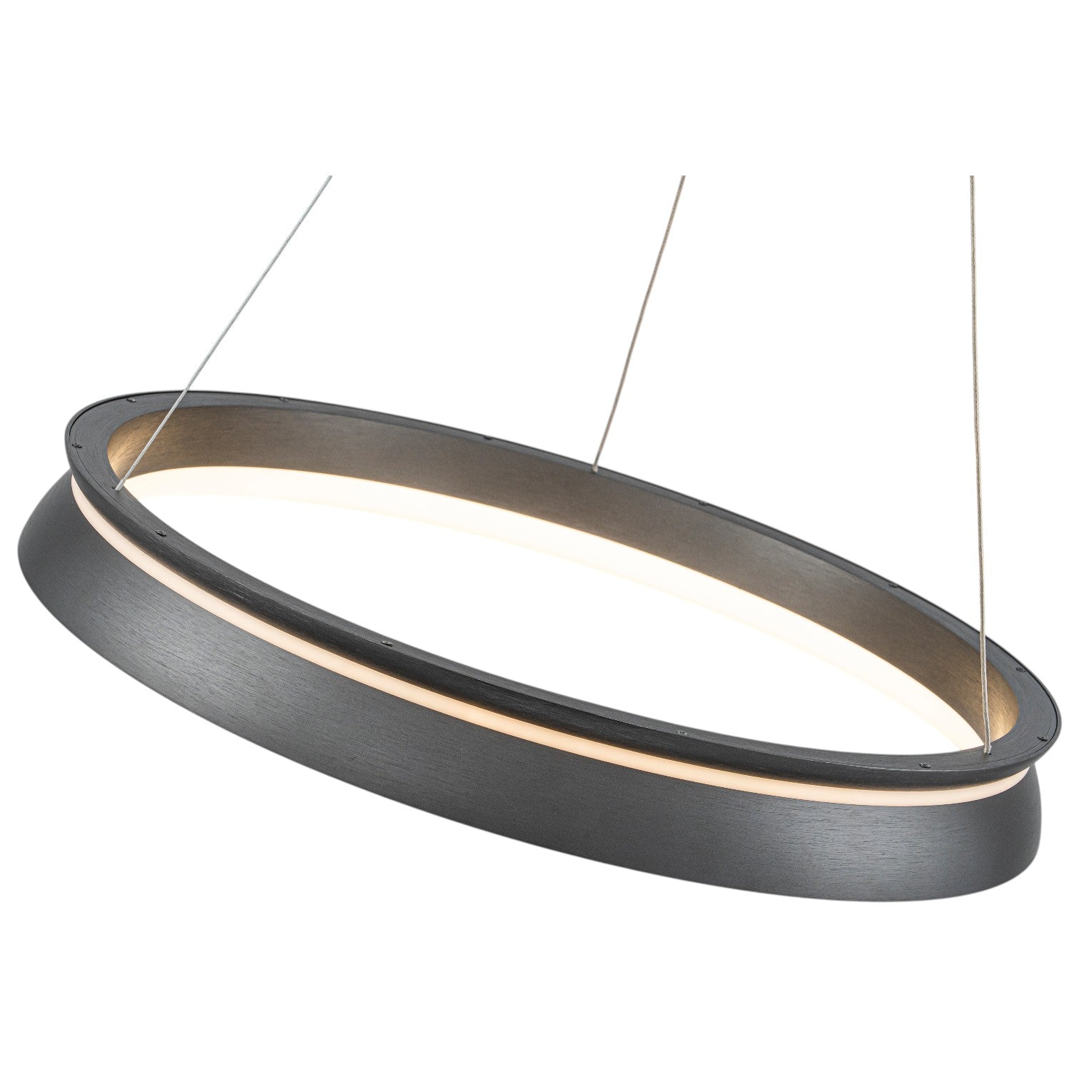 Glowlings Modern 23"Wide Dimmable Integrated LED Ring Chandelier Black Circular Pendant Light Fixture