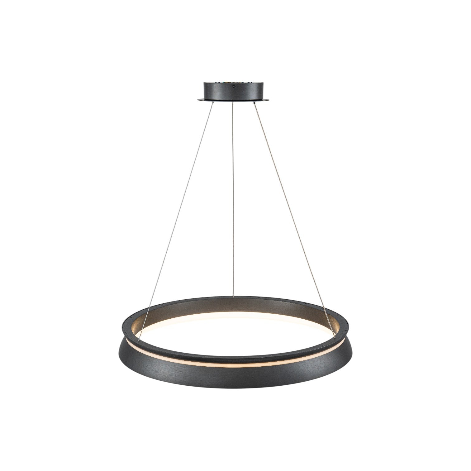 Glowlings Modern 23"Wide Dimmable Integrated LED Ring Chandelier Black Circular Pendant Light Fixture