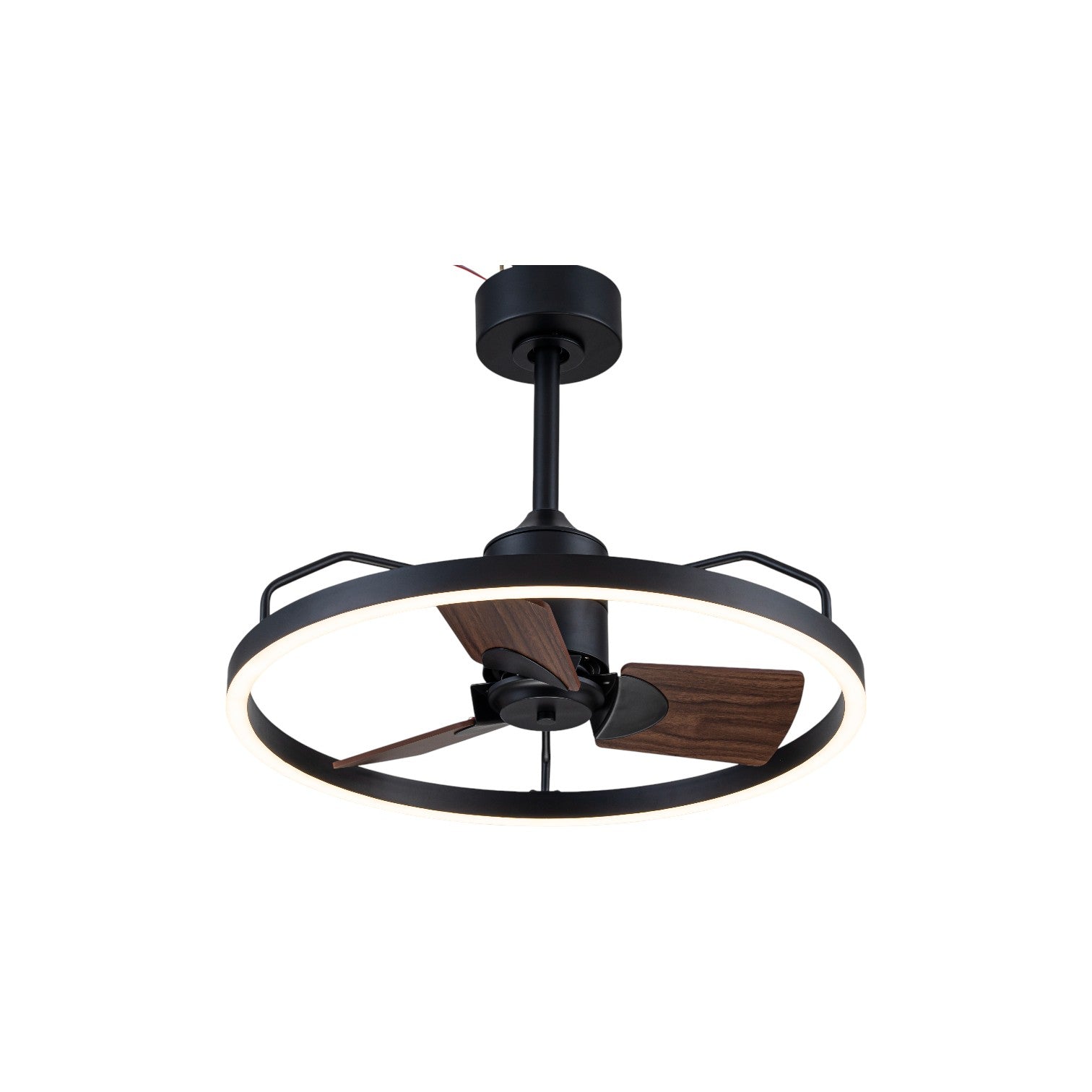 Glowlings 1-Light Modern 24"Wide Dimmable Ring LED Ceiling Fan with Light Remote Wood Blades