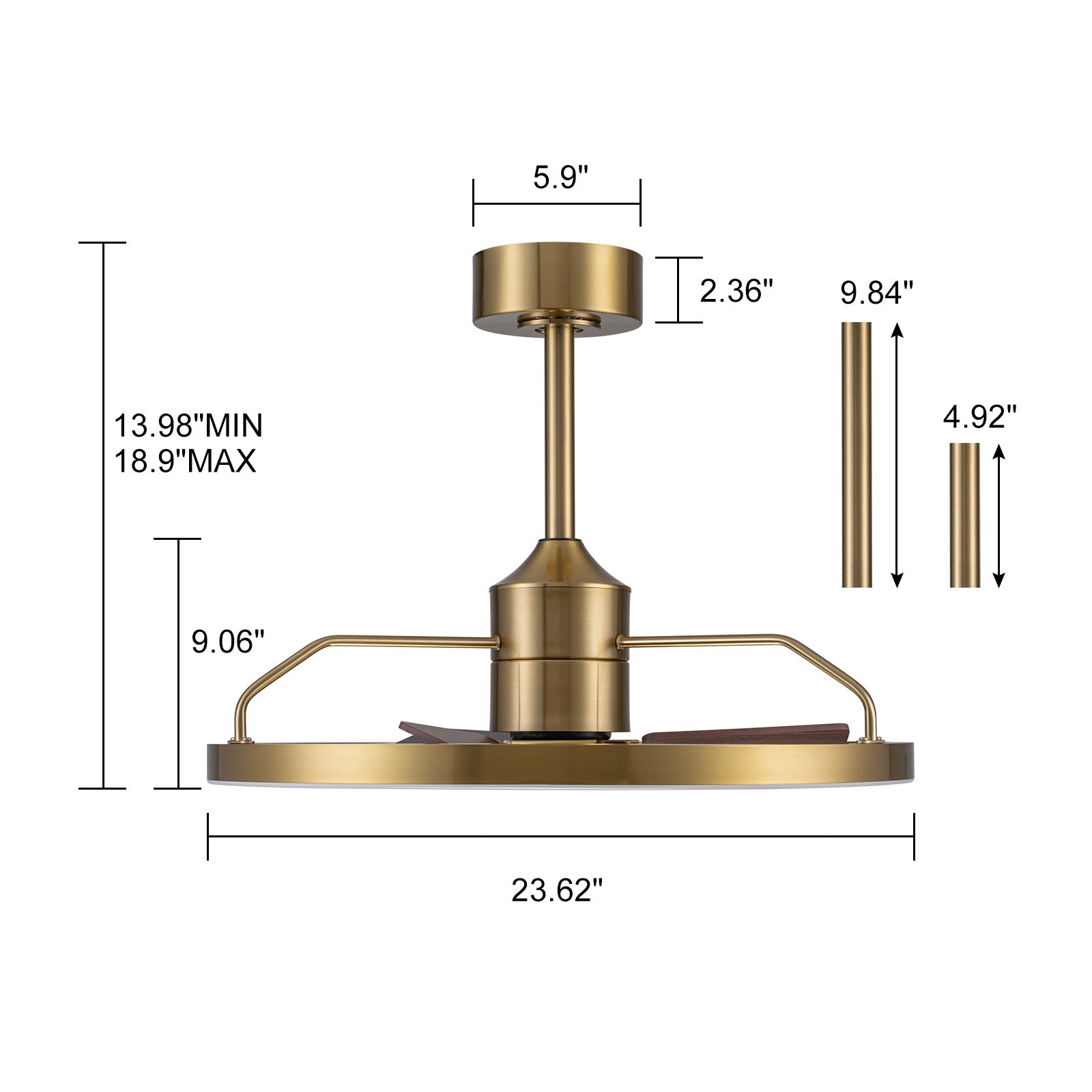 Glowlings 1-Light Modern 24"Wide Dimmable Ring LED Ceiling Fan with Light Remote Wood Blades