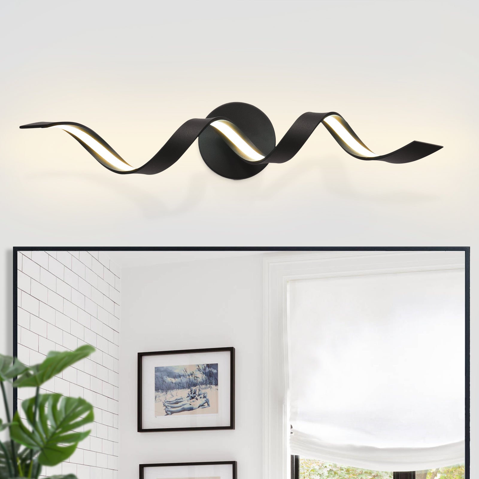 Glowlings 1-Light Modern Dimmable Spiral Design LED Vanity Light for Bathroom Living Room
