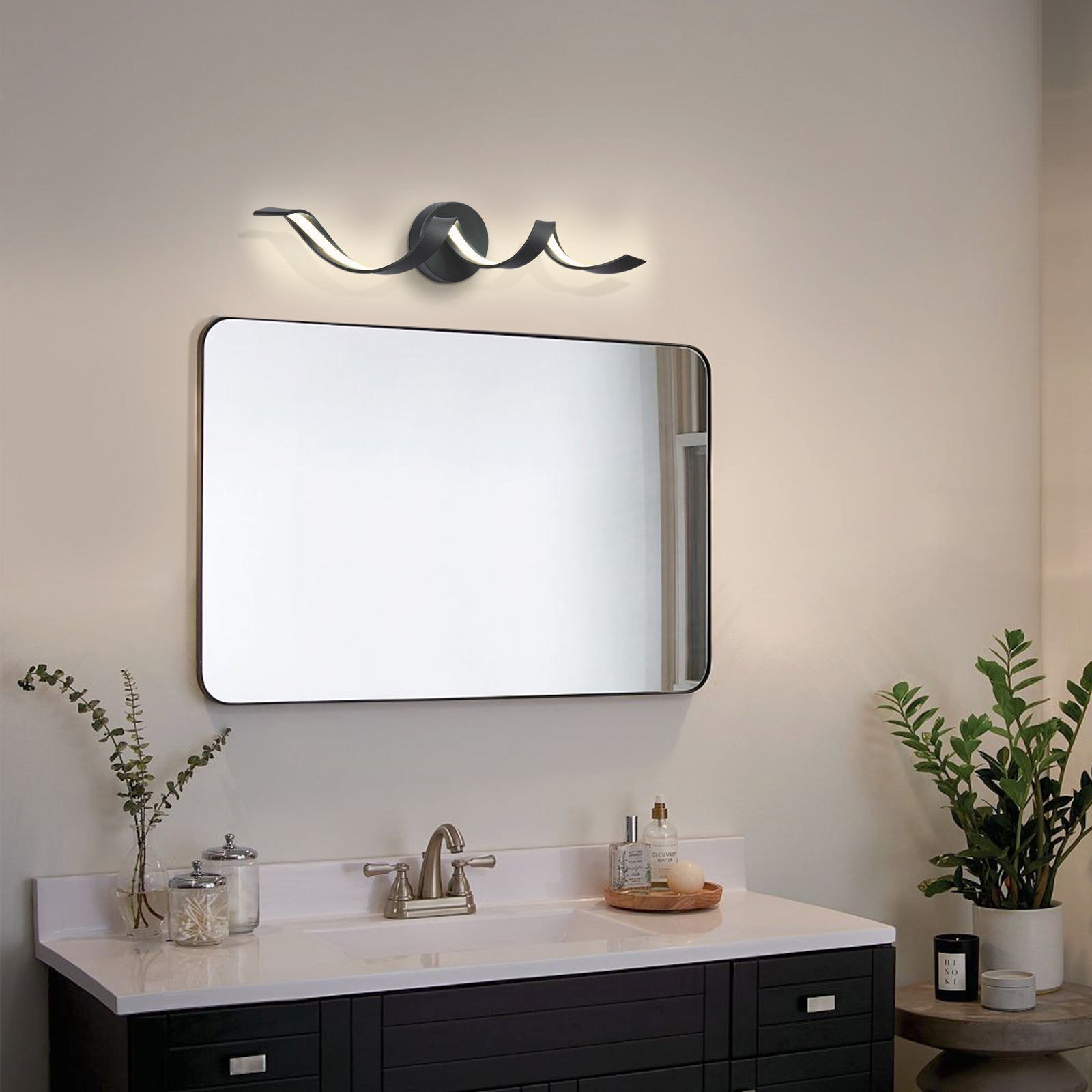 Glowlings 1-Light Modern Dimmable Spiral Design LED Vanity Light for Bathroom Living Room