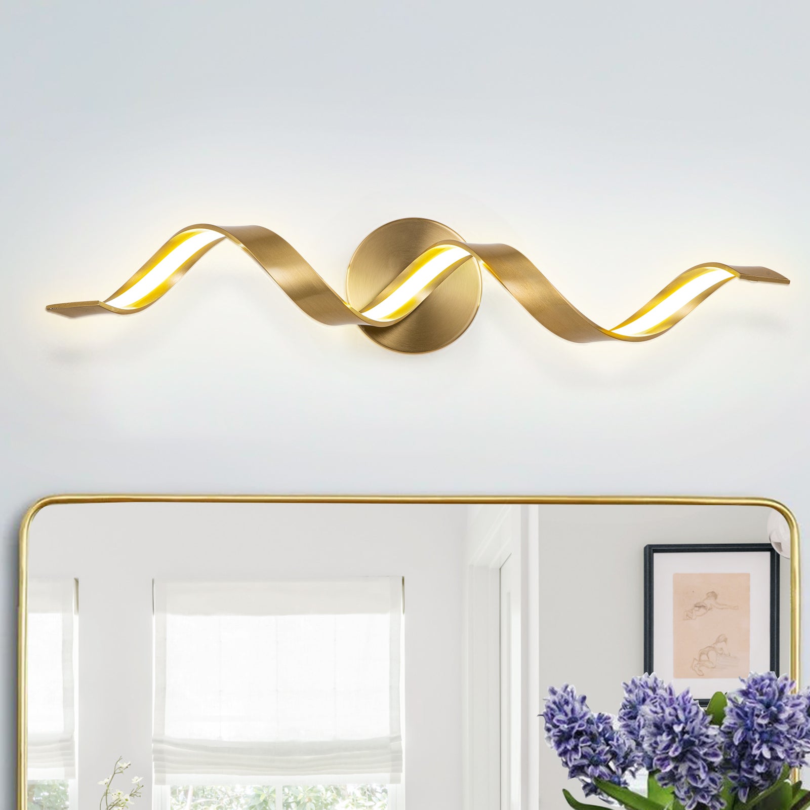 Glowlings 1-Light Modern Dimmable Spiral Design LED Vanity Light for Bathroom Living Room