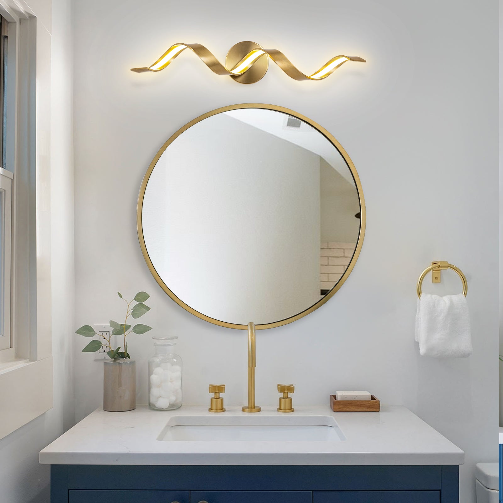 Glowlings 1-Light Modern Dimmable Spiral Design LED Vanity Light for Bathroom Living Room