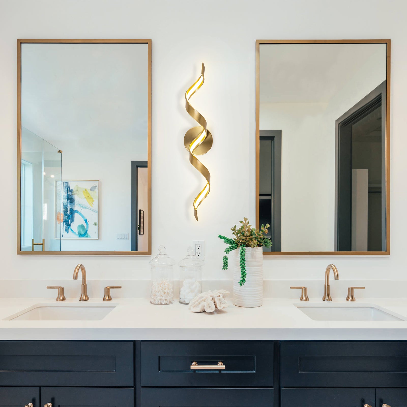 Glowlings 1-Light Modern Dimmable Spiral Design LED Vanity Light for Bathroom Living Room