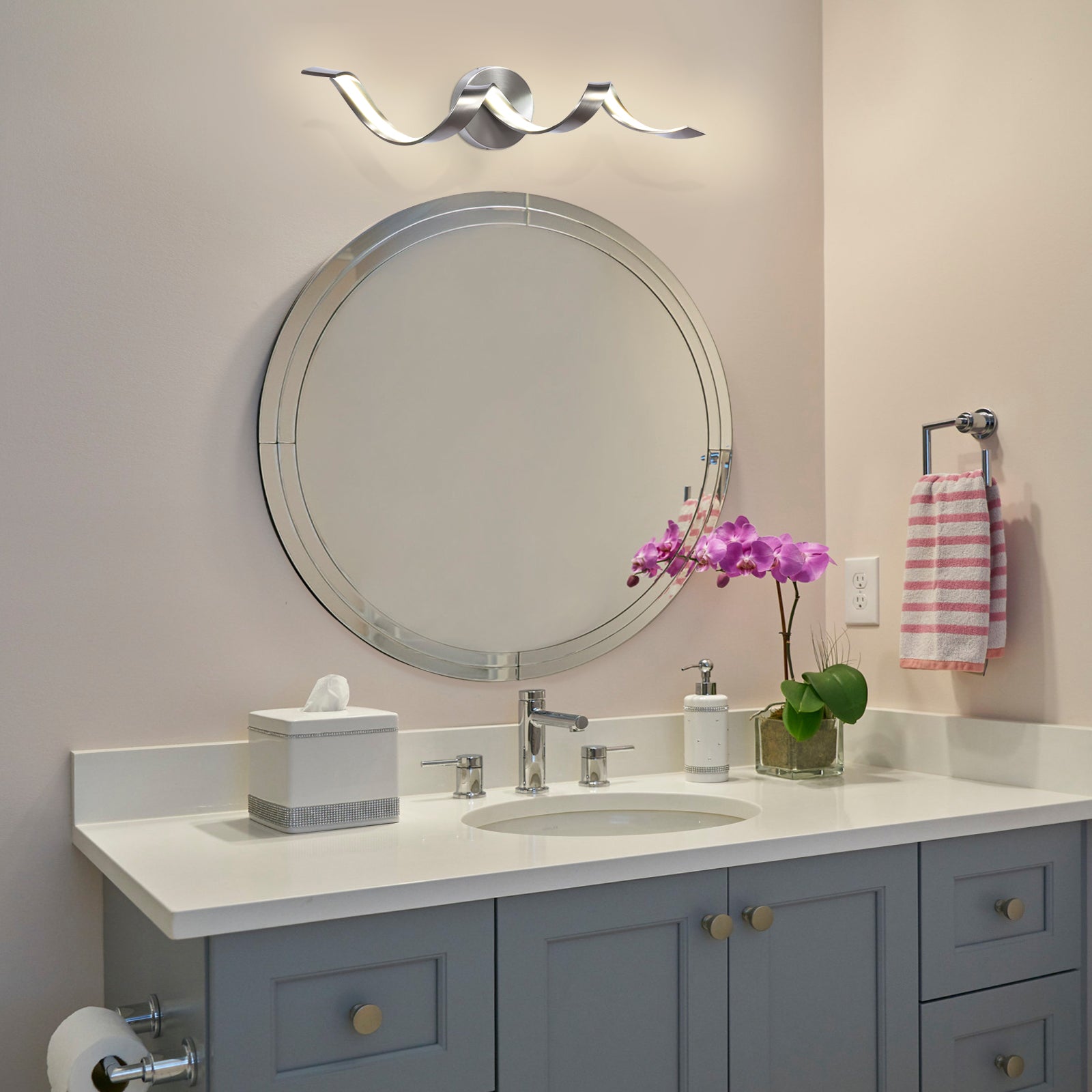Glowlings 1-Light Modern Dimmable Spiral Design LED Vanity Light for Bathroom Living Room