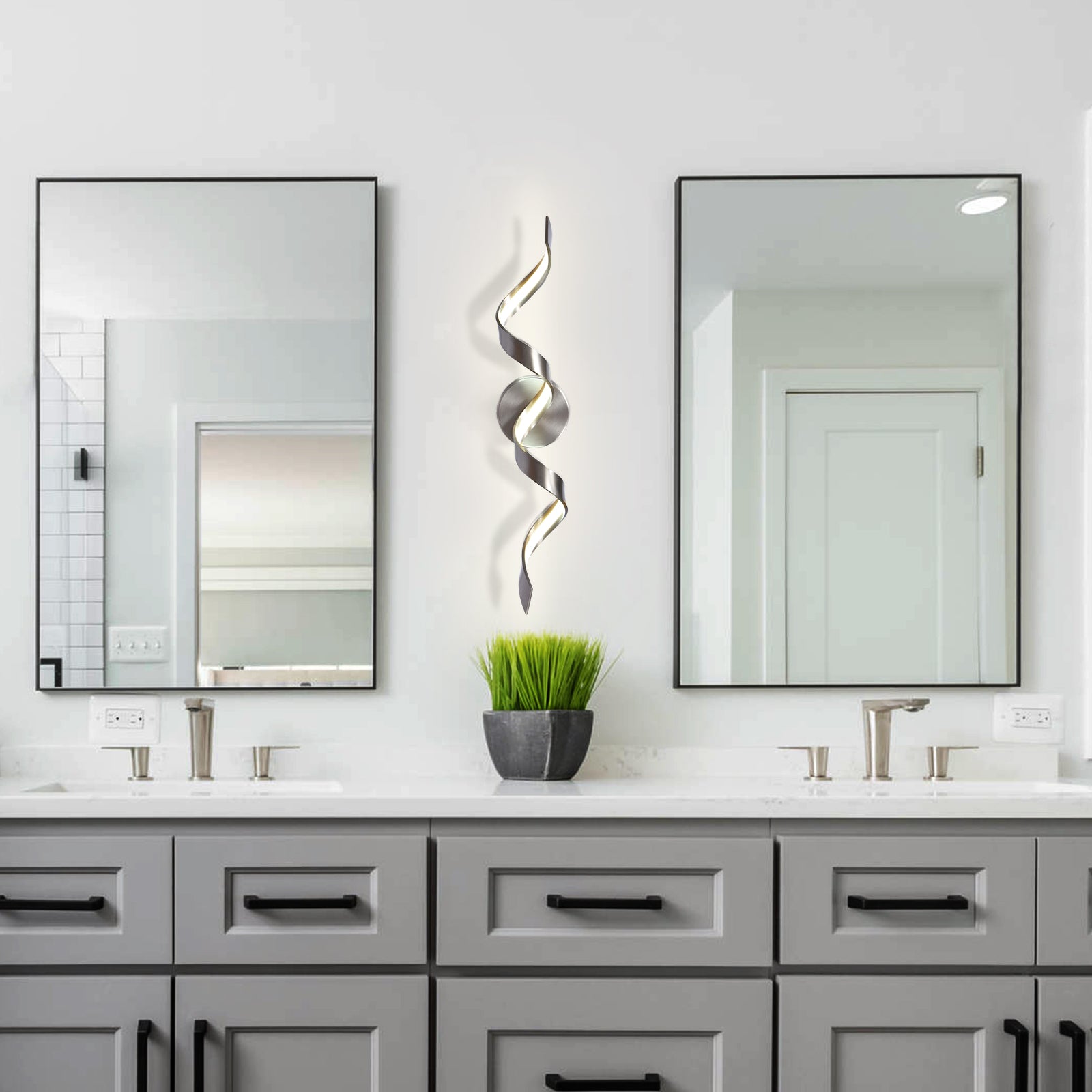 Glowlings 1-Light Modern Dimmable Spiral Design LED Vanity Light for Bathroom Living Room